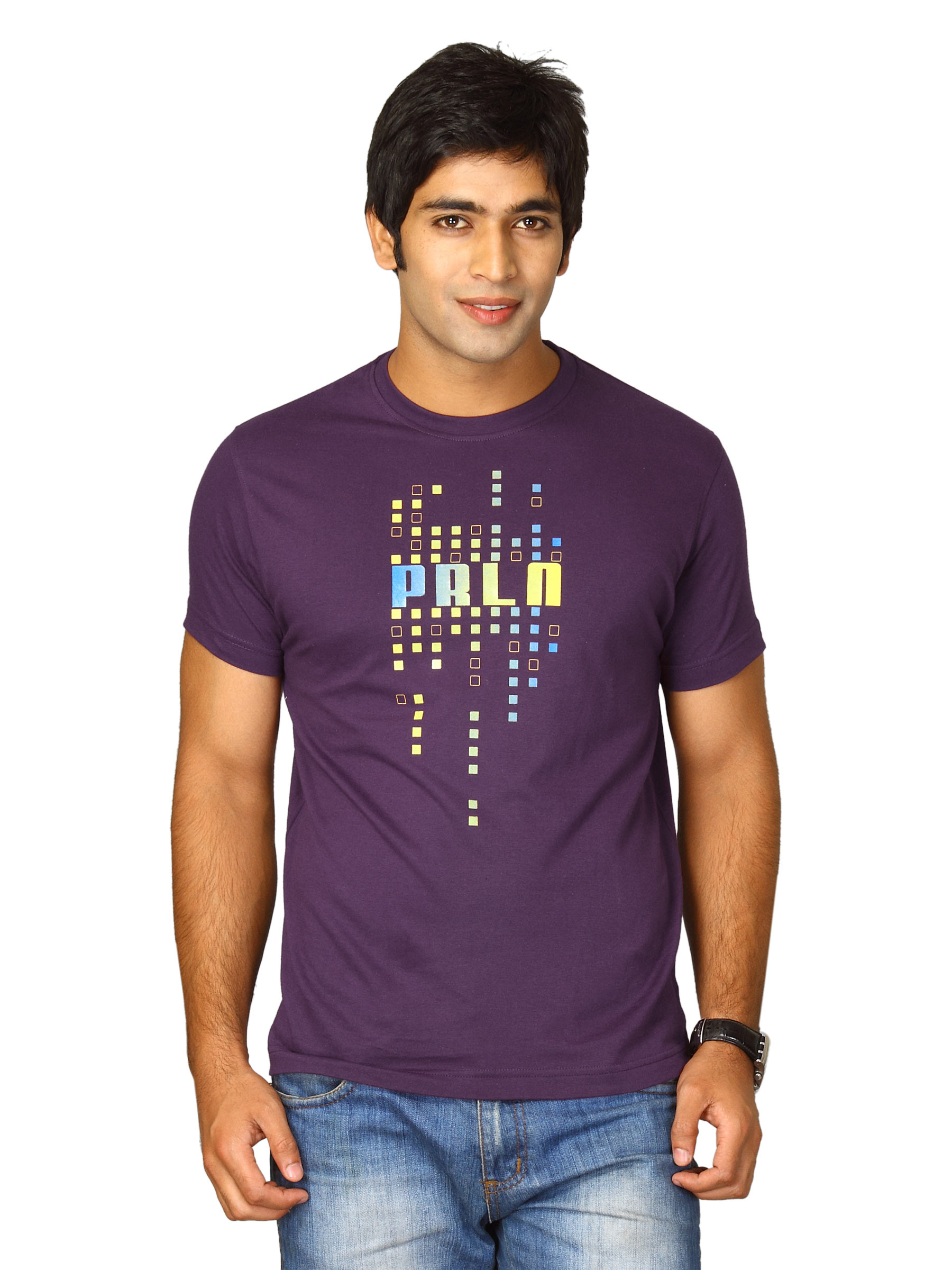 Proline Men Purple Printed T-shirt