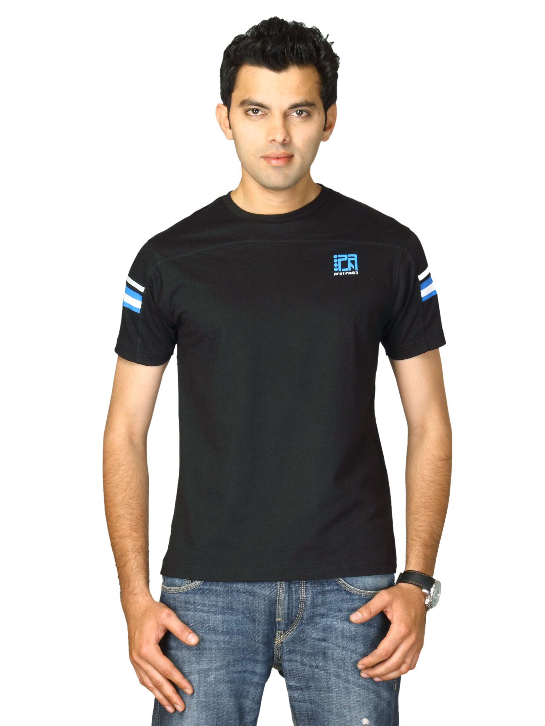 Proline Men Black Round Neck T-shirt