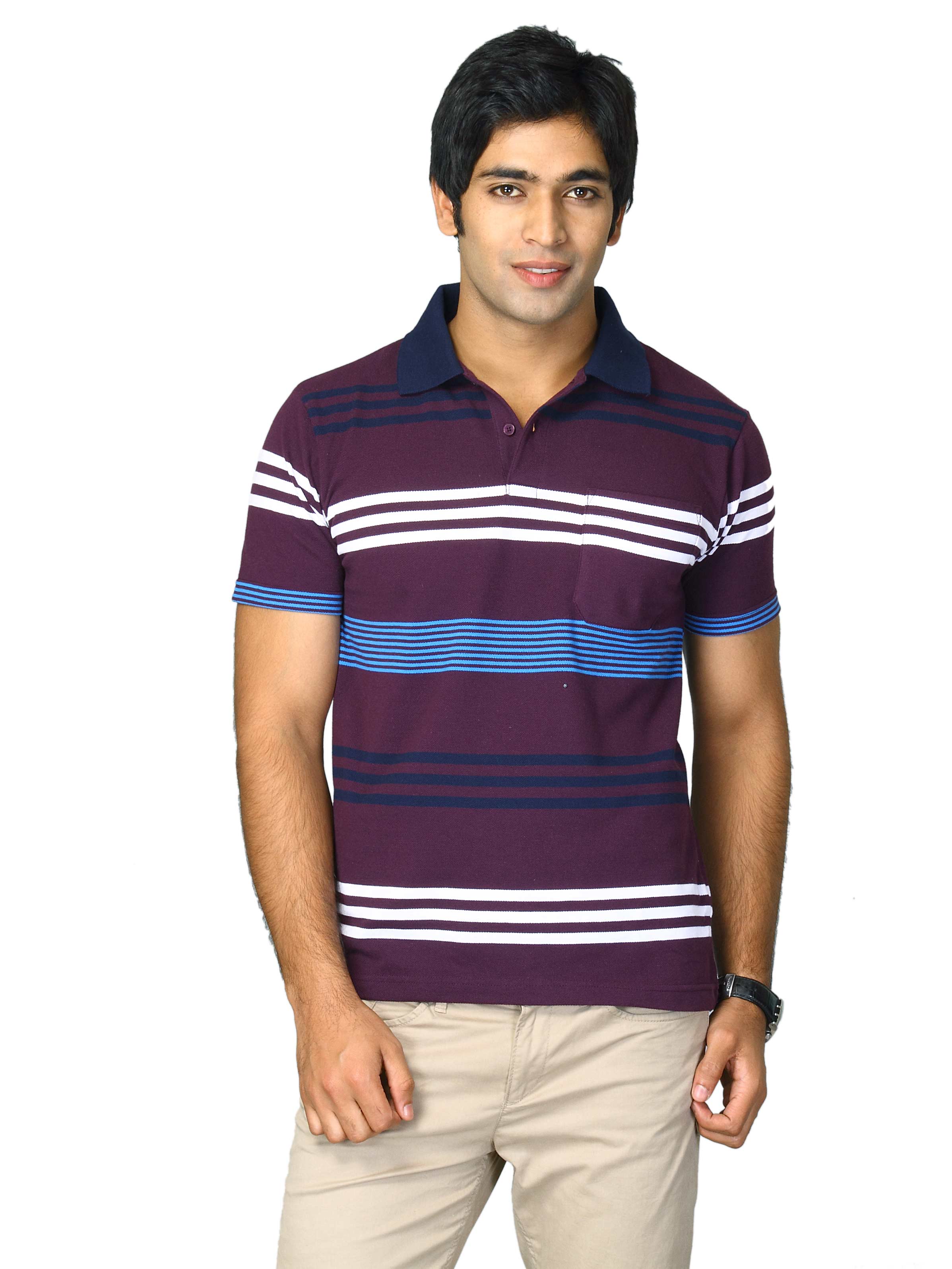 Proline Men Multicoloured Striped Polo T-shirt