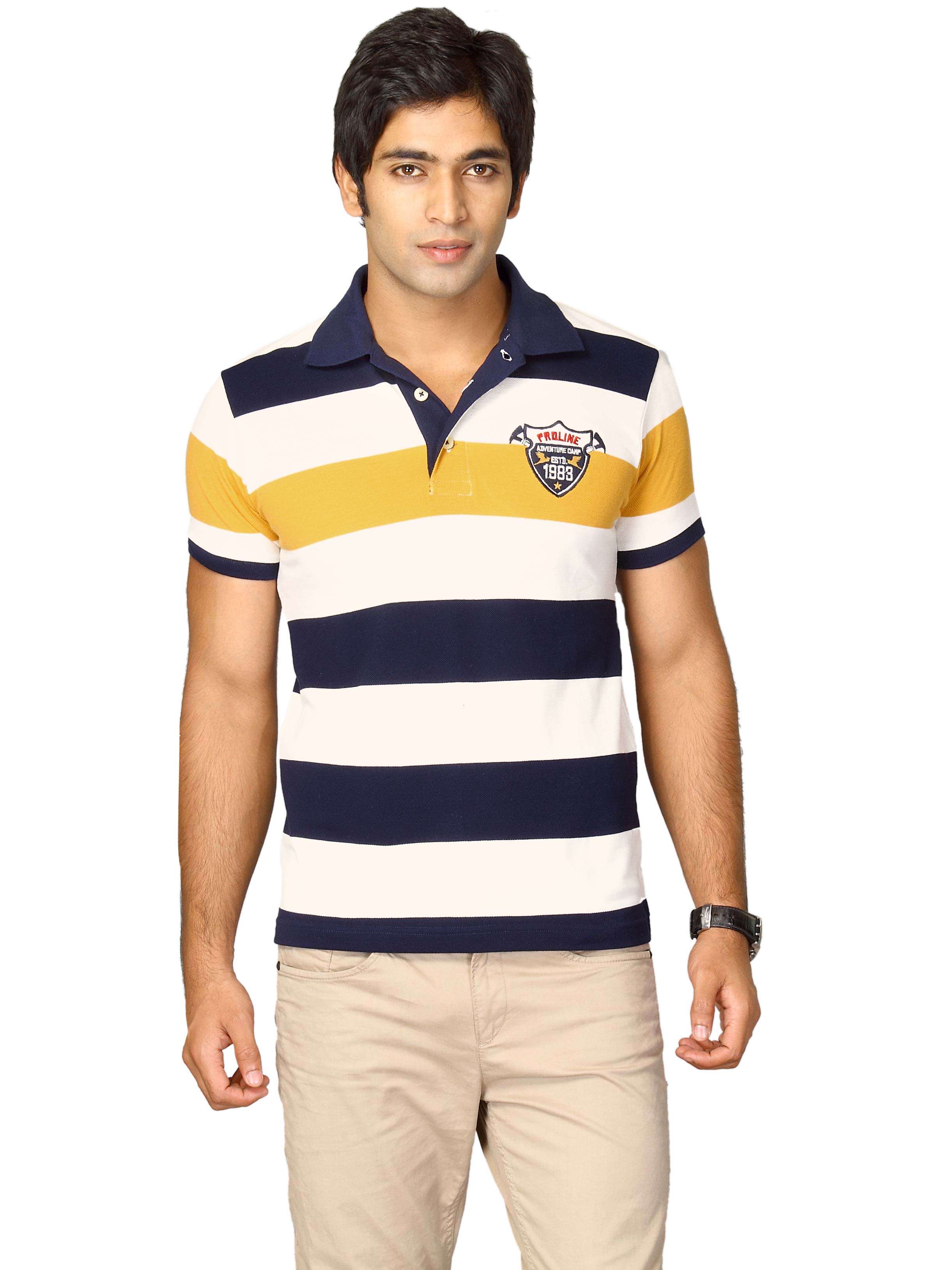 Proline Men Multicoloured Striped Polo T-shirt