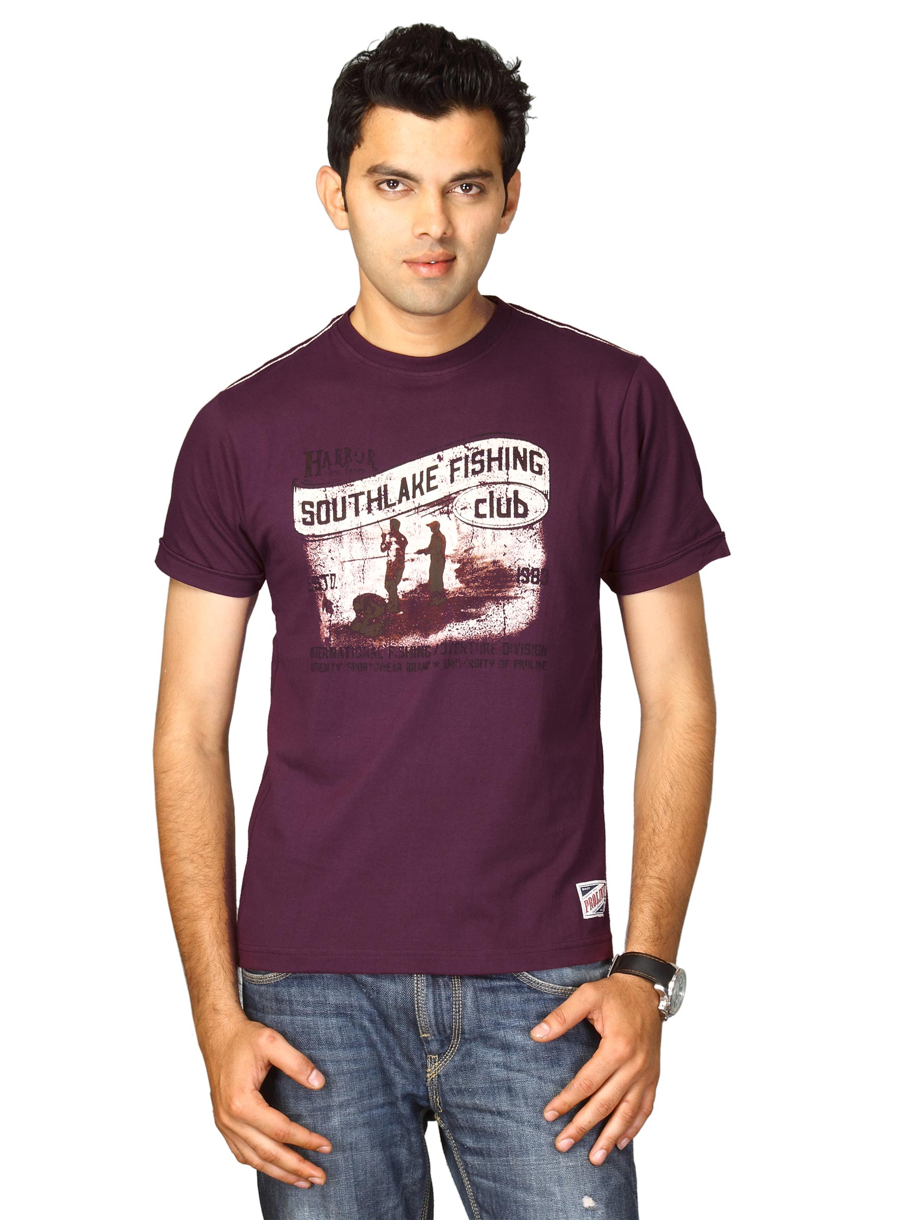 Proline Men Purple Printed T-shirt