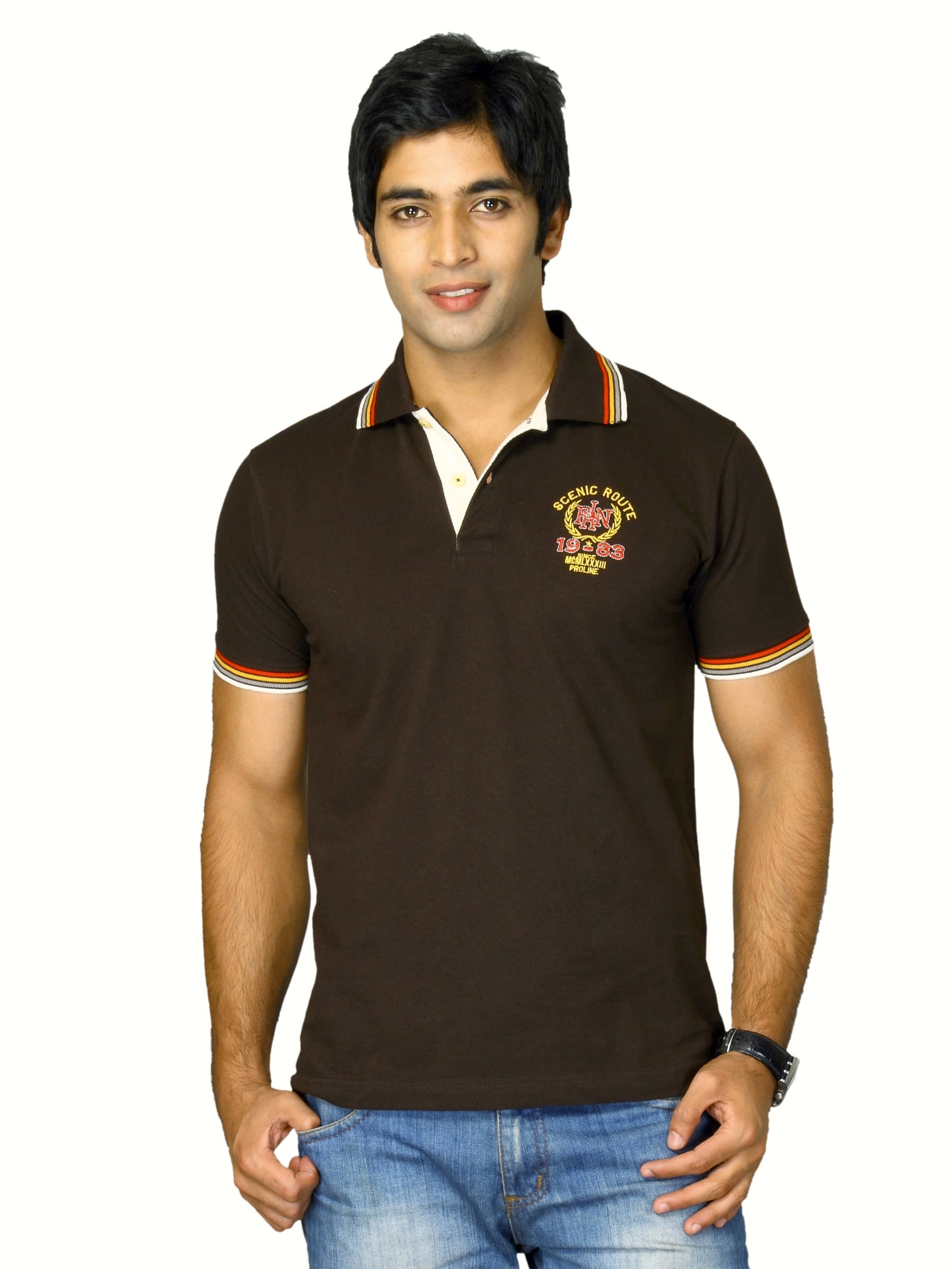 Proline Men Brown Polo T-shirt