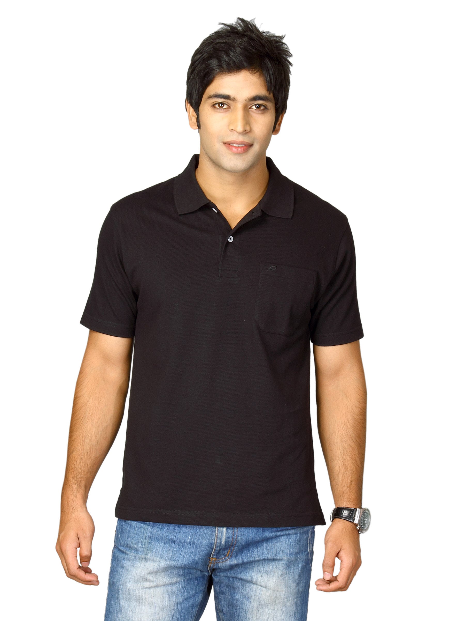 Proline Men Black Polo T-shirt