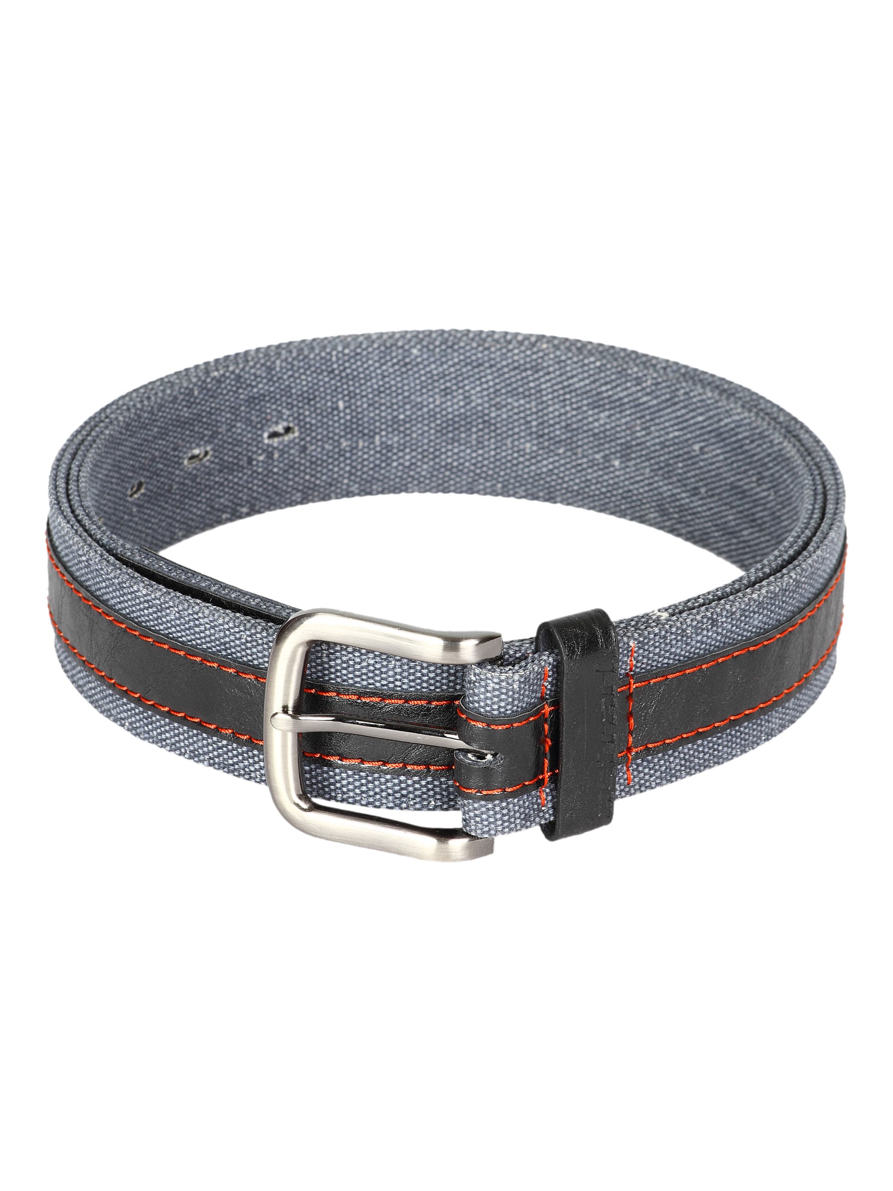 Fastrack Men Canvas Red Stitches Grey Belts