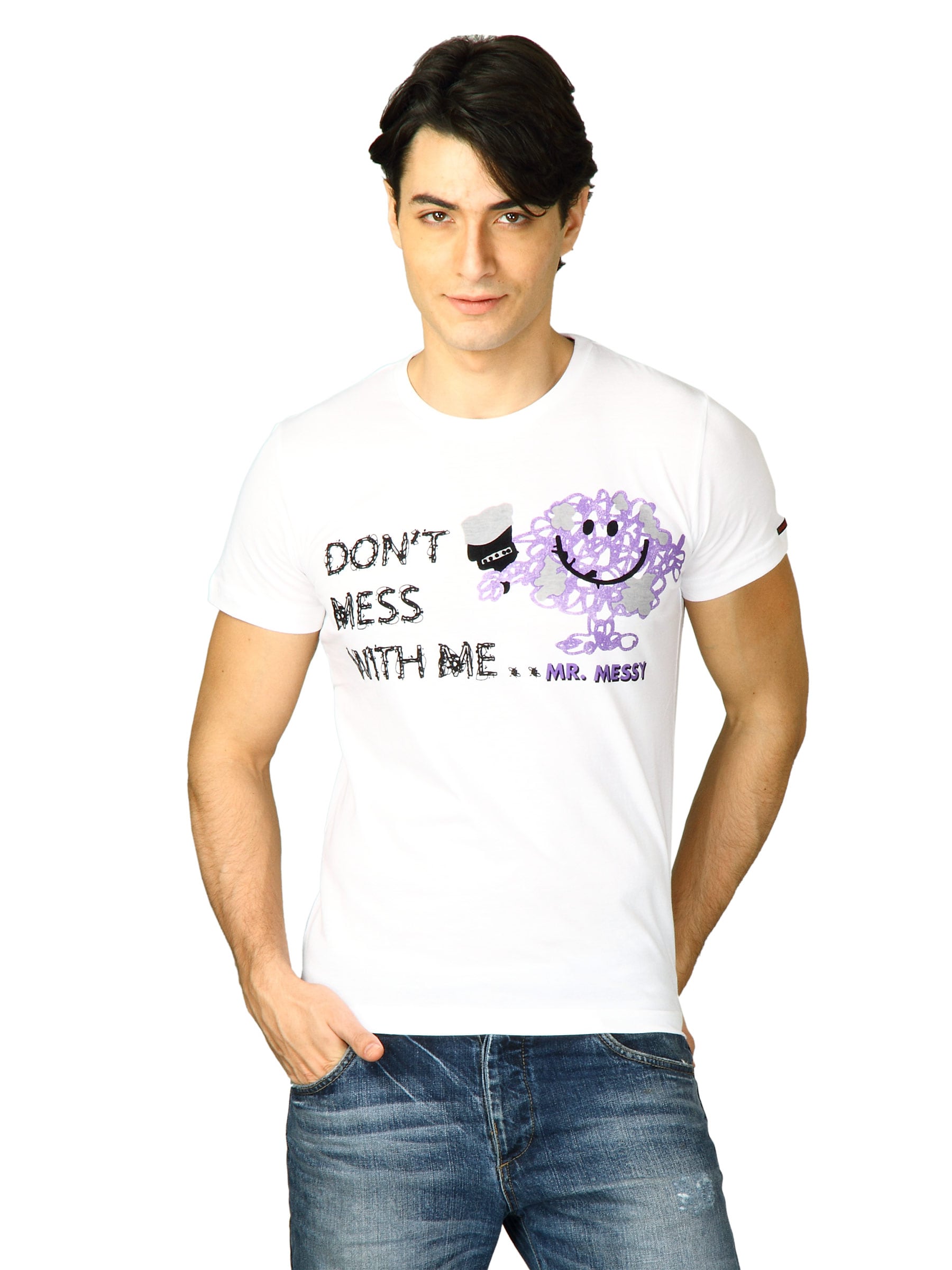 Mr.Men Men's White Purple T-shirt