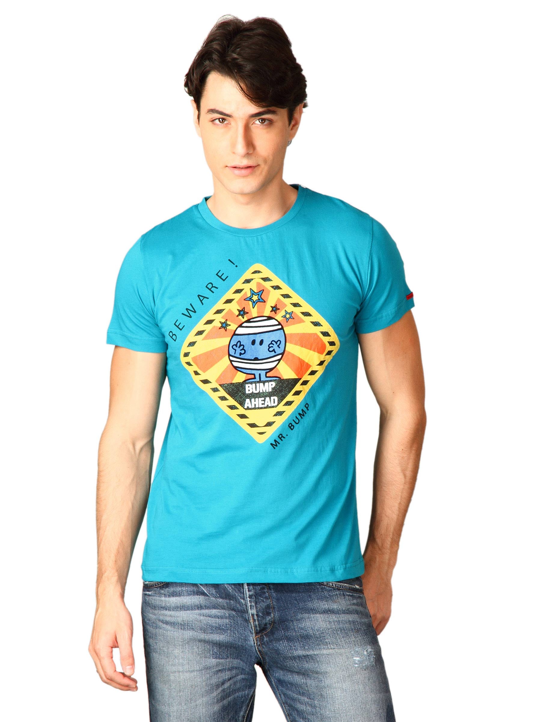 Mr.Men Men's Teal Green Yellow T-shirt