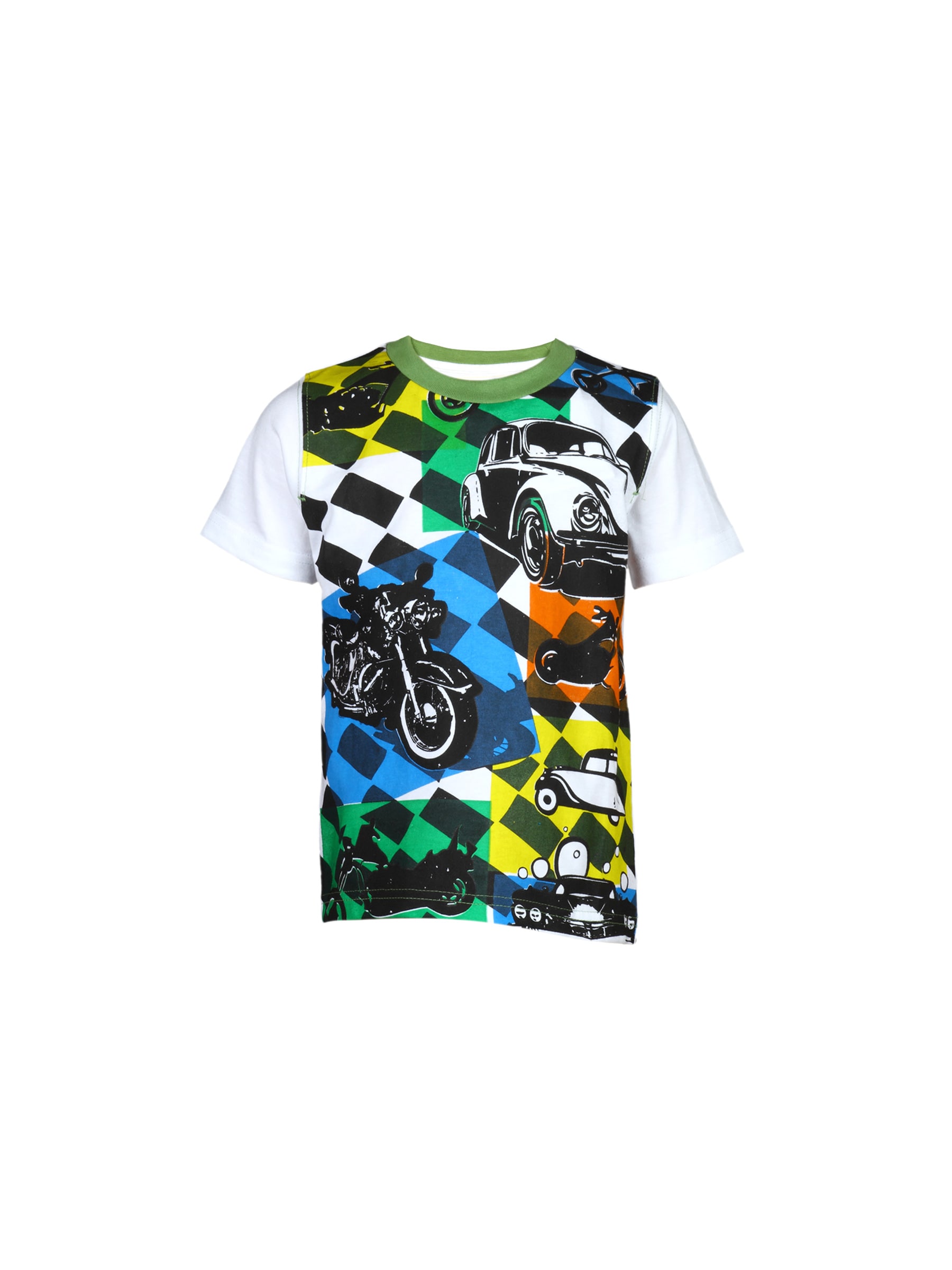 Doodle Boy's Car Print White Green Blue Kidswear