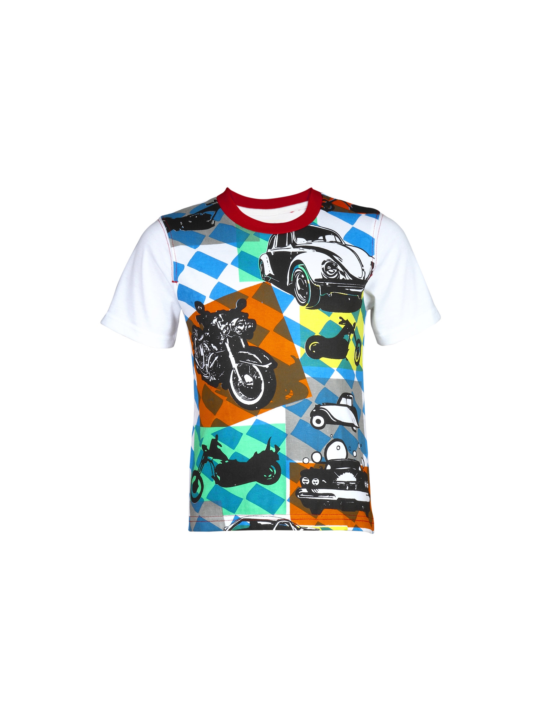 Doodle Boy's Car Print White Red Blue Kidswear