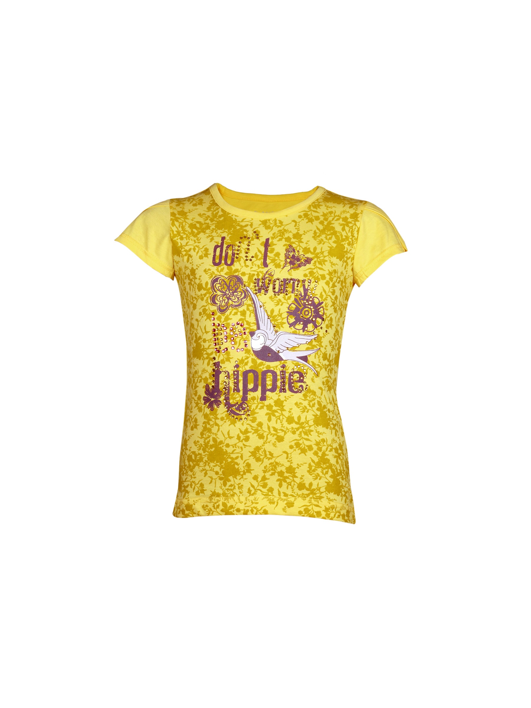 Doodle Girl's Dont Worry Hippie Yellow Teen Kidswear