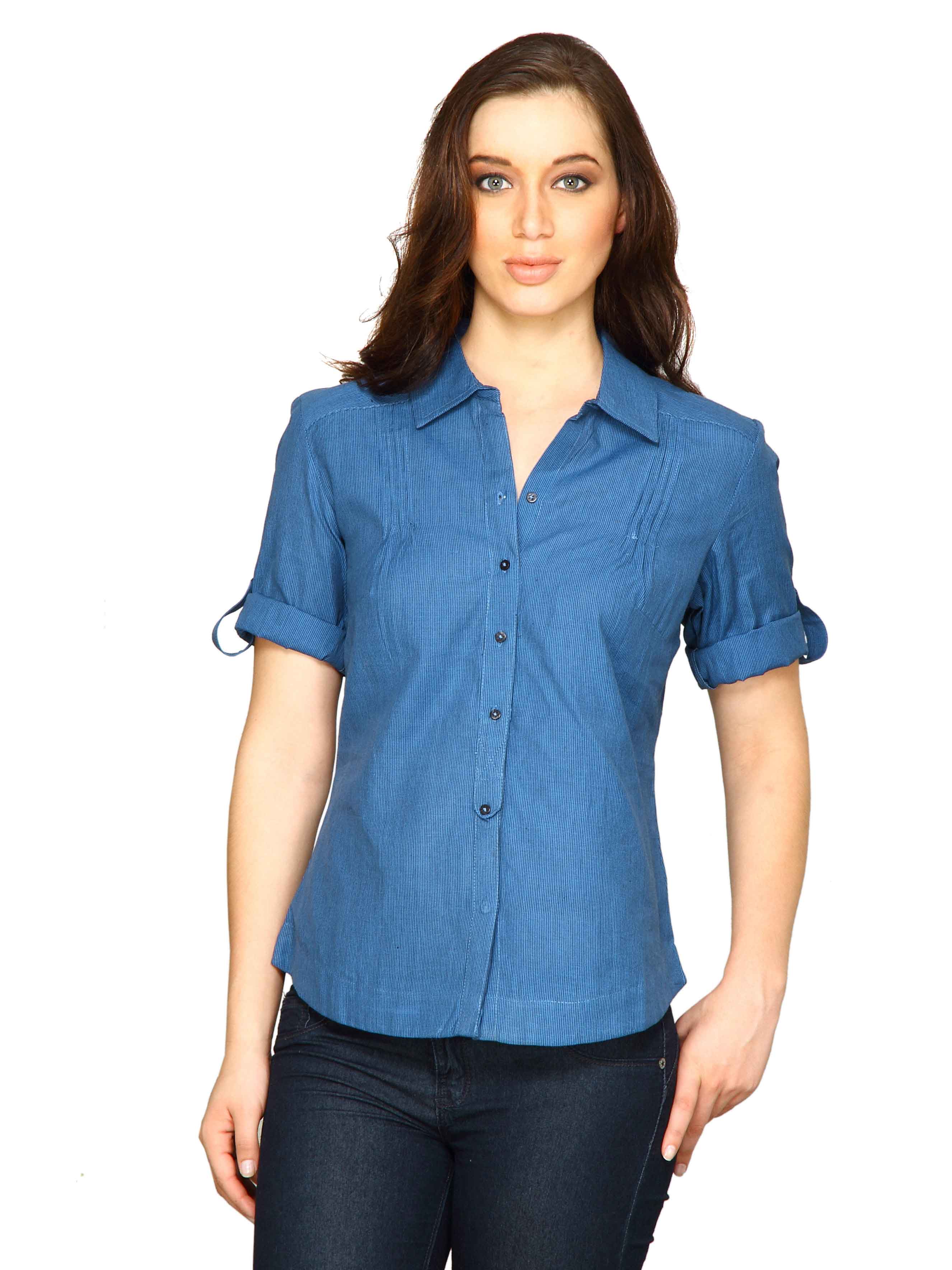Scullers For Her Women Wow Woven Navy Blue Tops