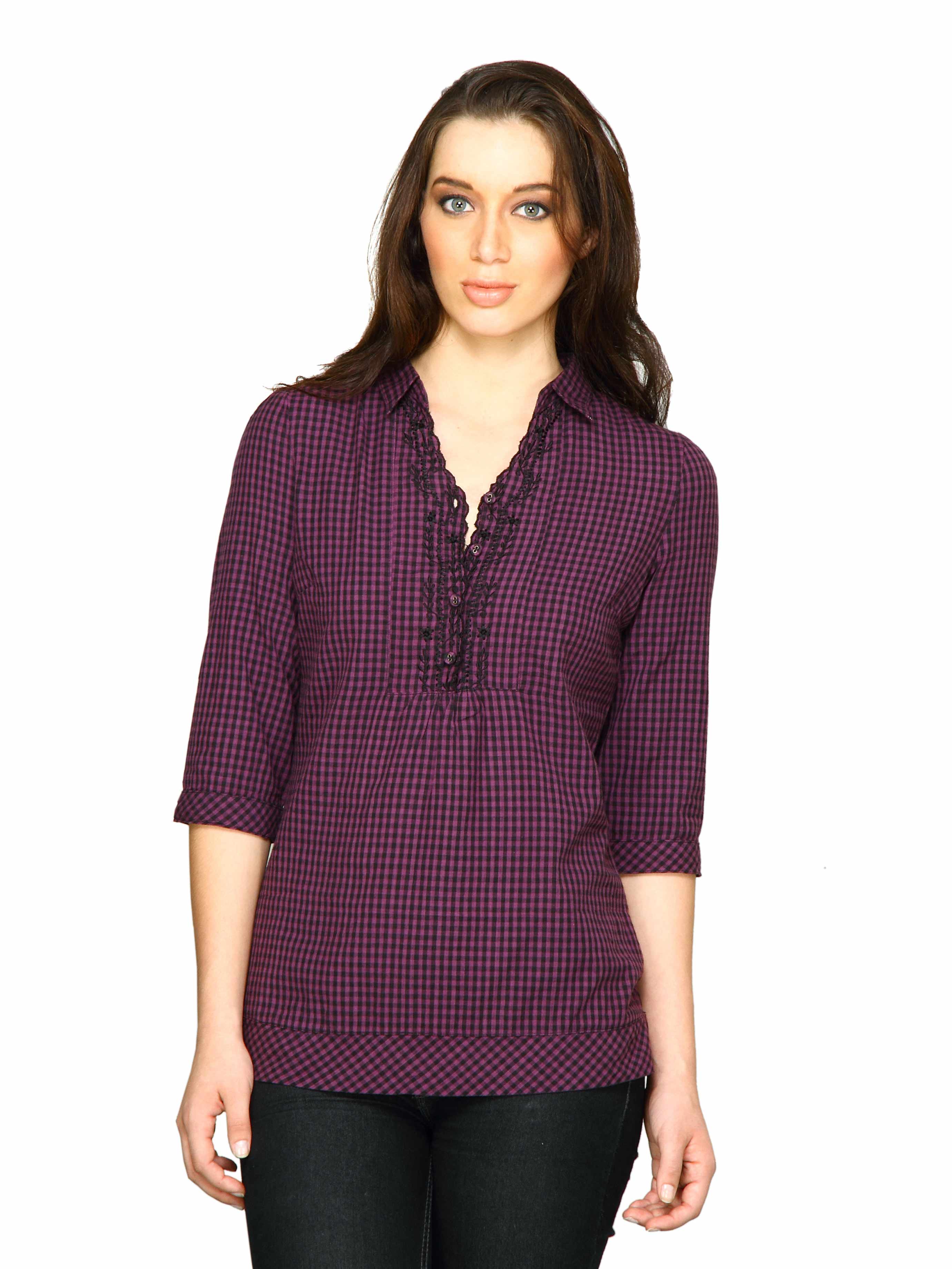 Scullers For Her Women Check Purple Top