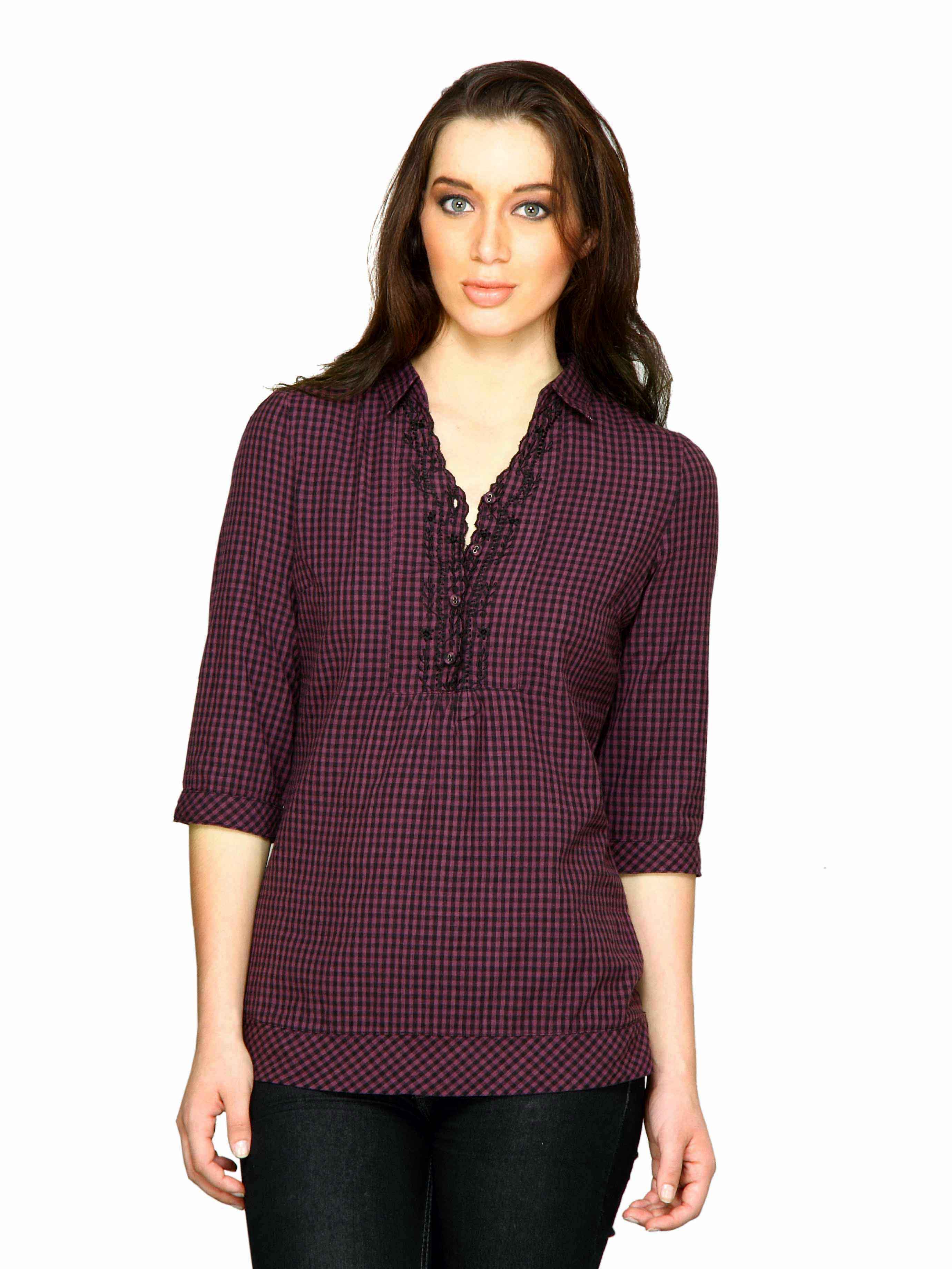 Scullers For Her Women Pink Check Top Pink Tops