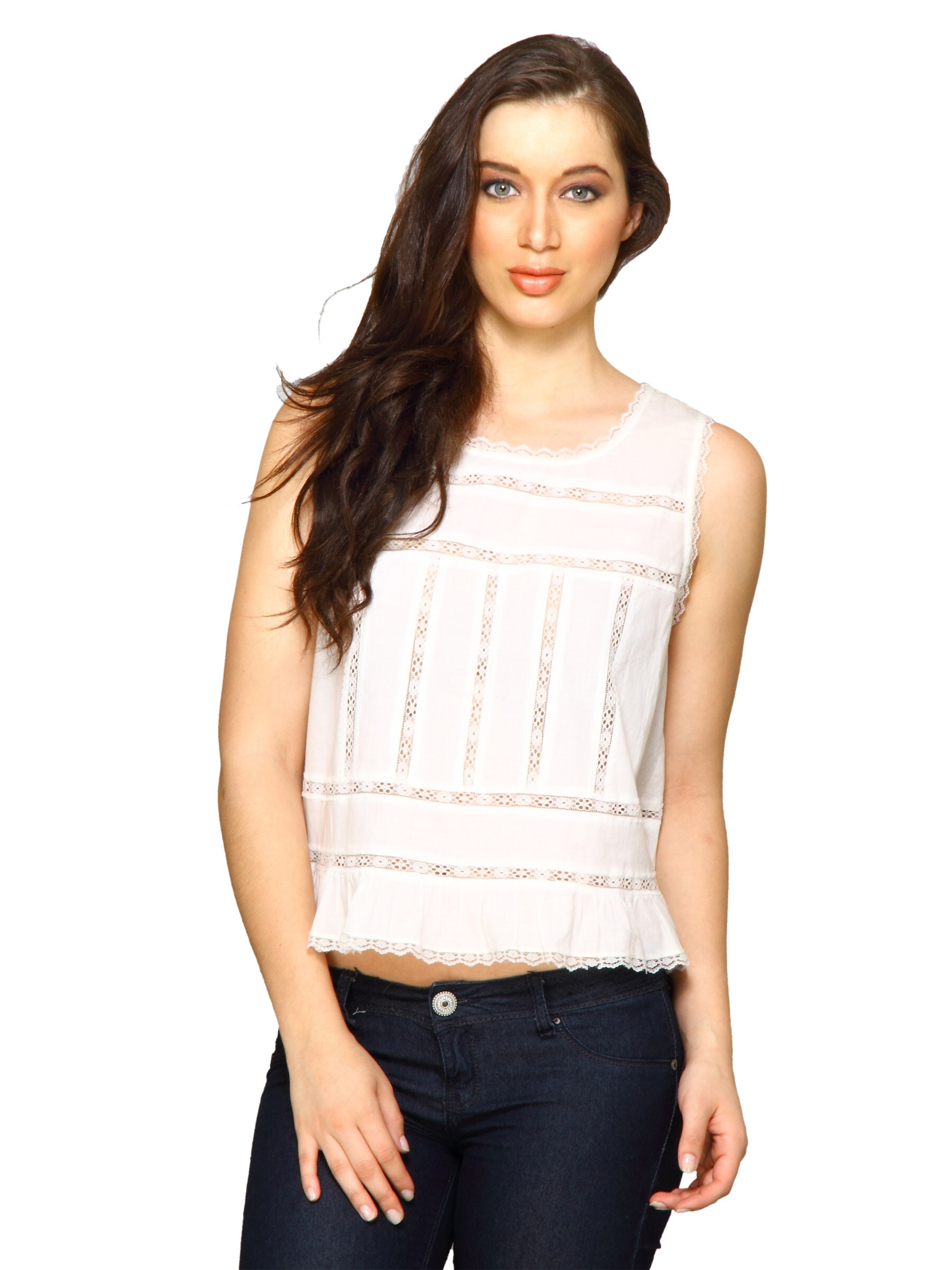 Forever New Women White Lace  Top