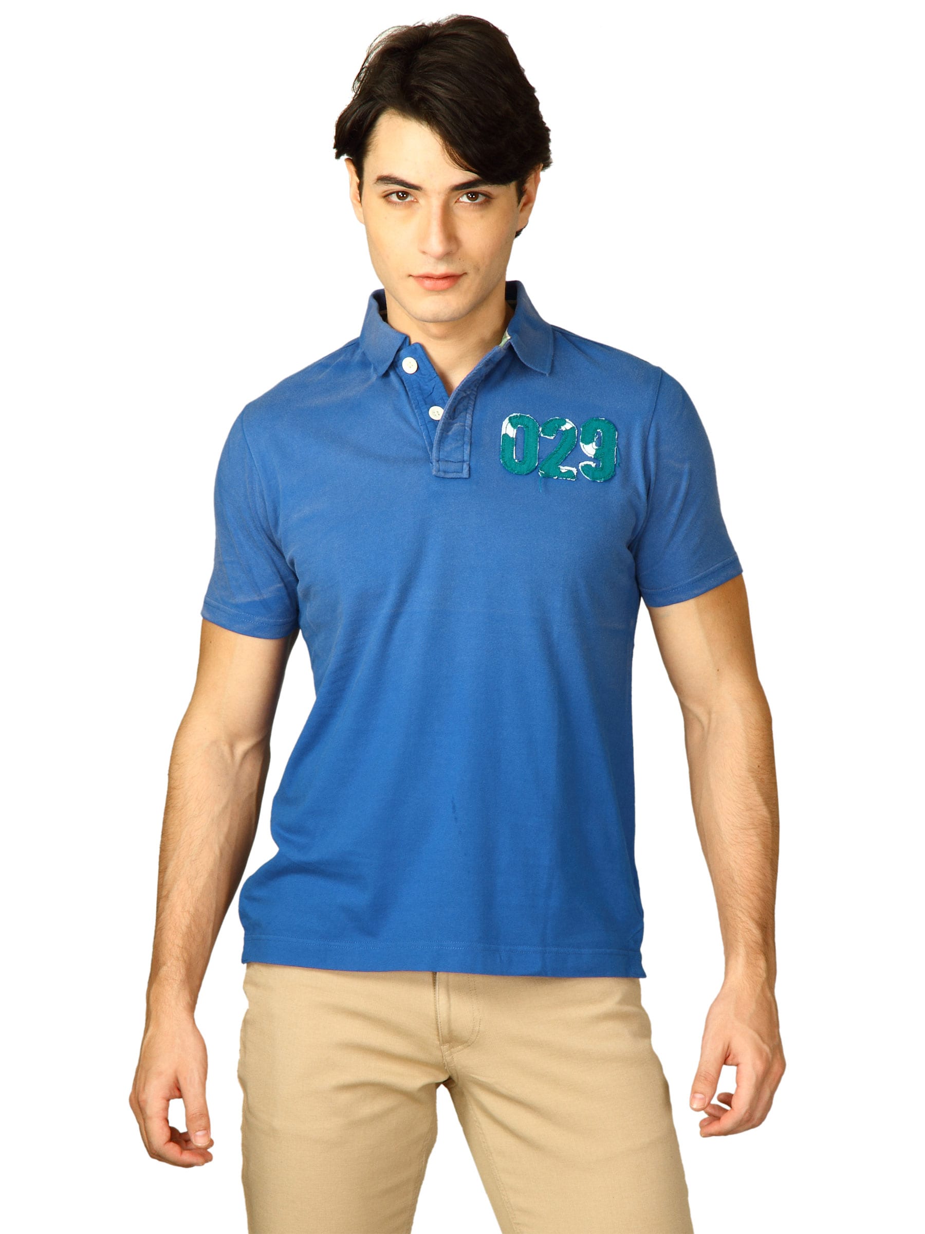 Basics Men Blue Polo T-shirt