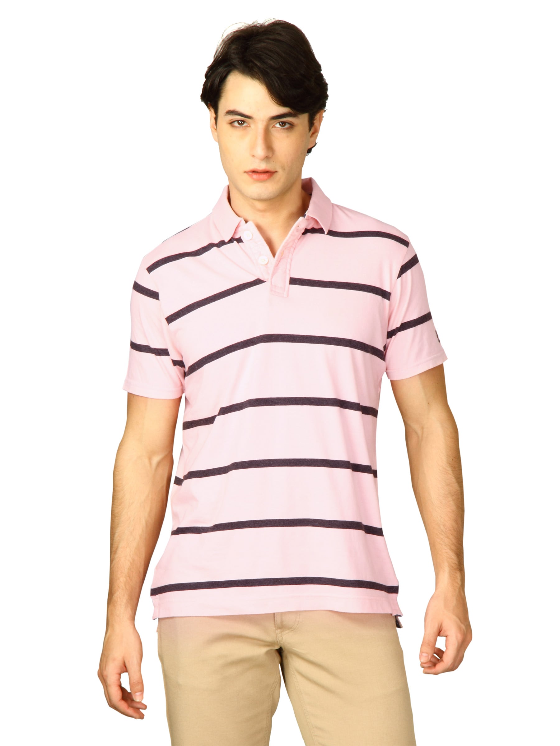 Basics Men Pink Polo T-shirt