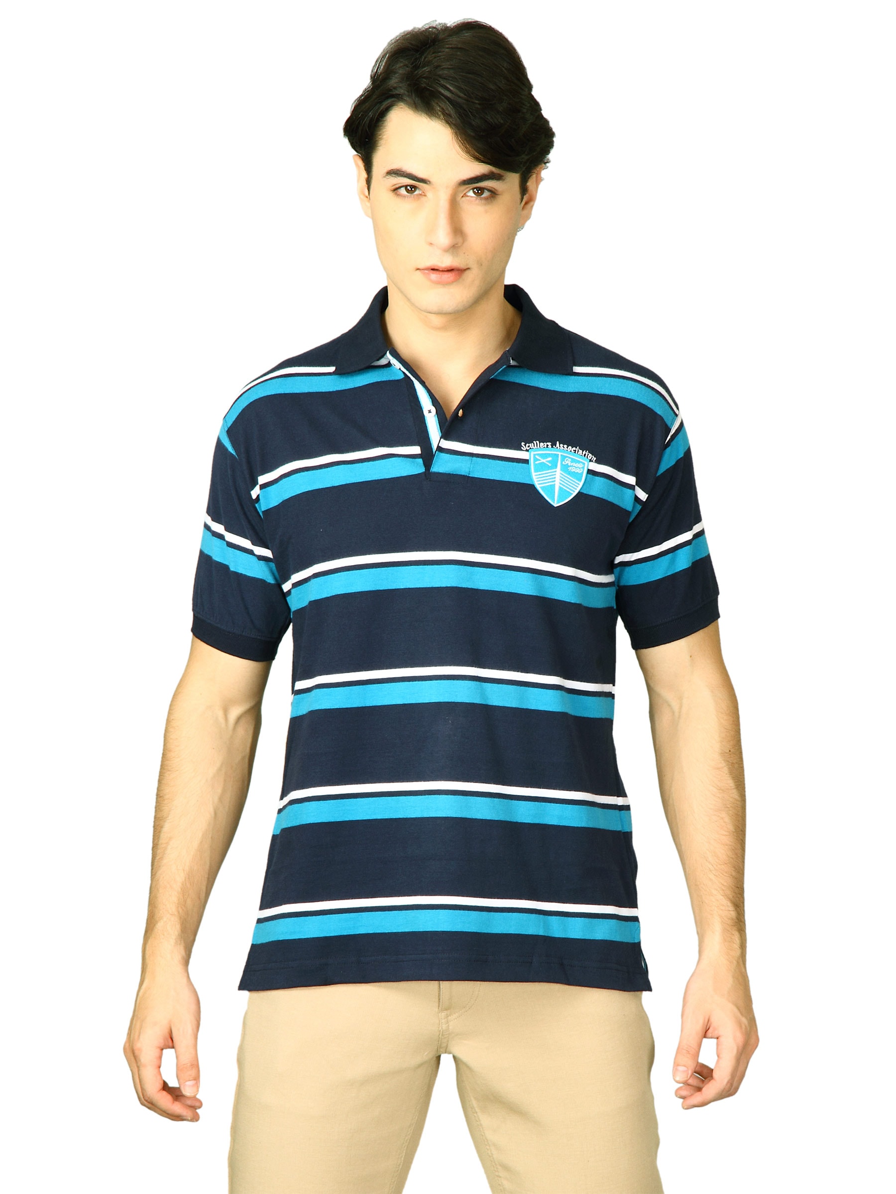 Scullers Men Navy Blue Polo T-Shirts