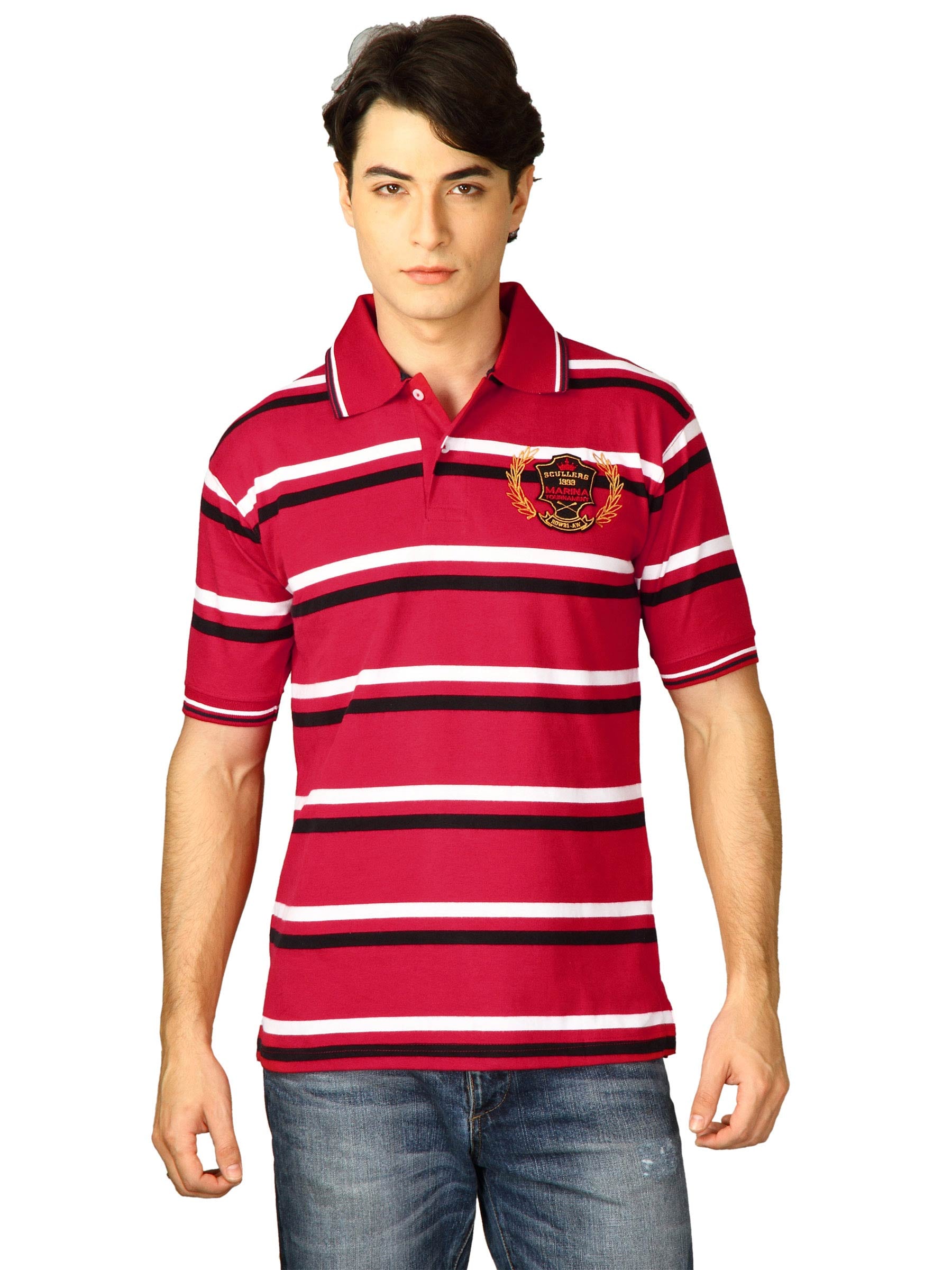 Scullers Men Red Polo T-Shirts