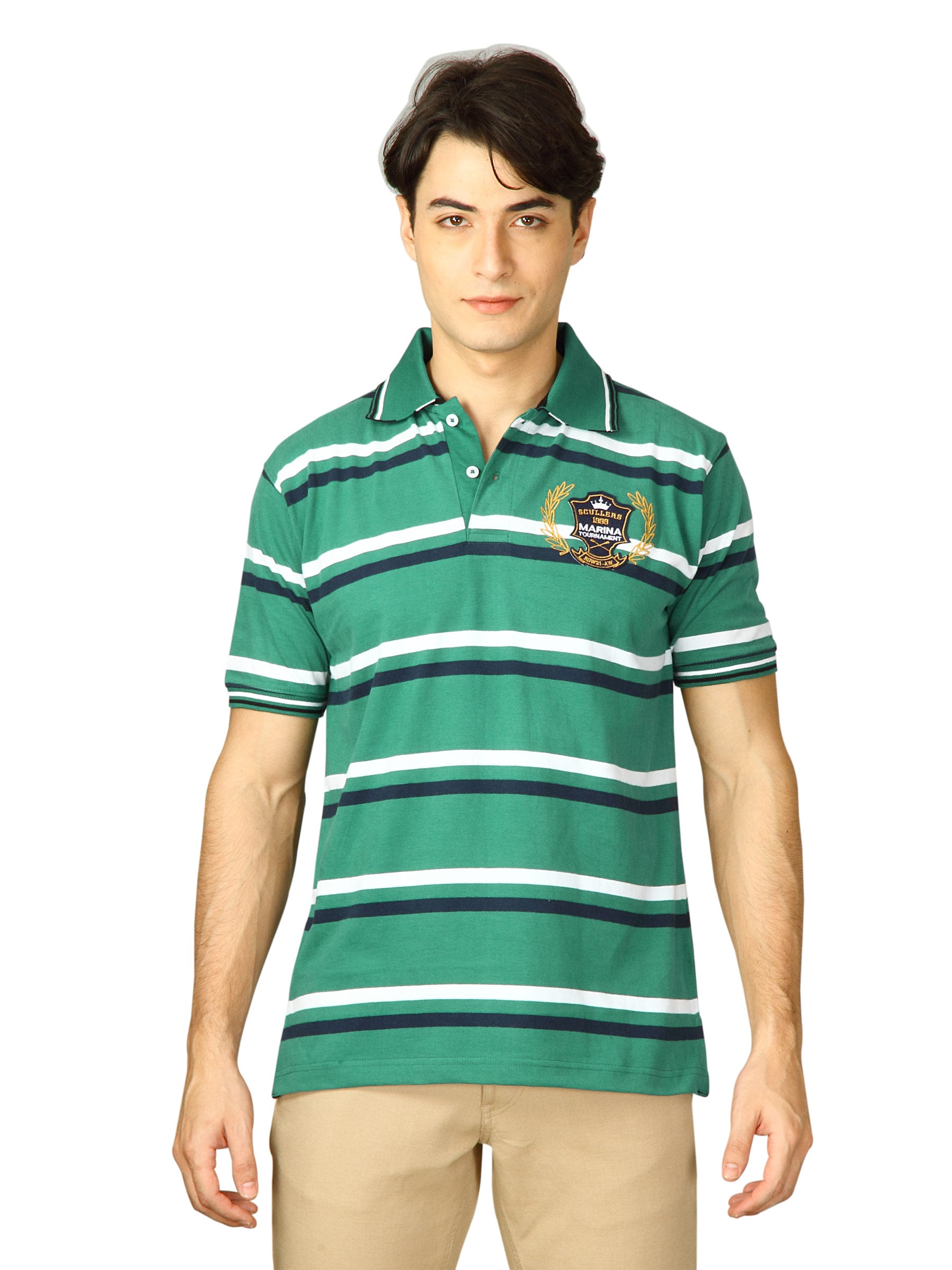 Scullers Men's Green Polo T-Shirts