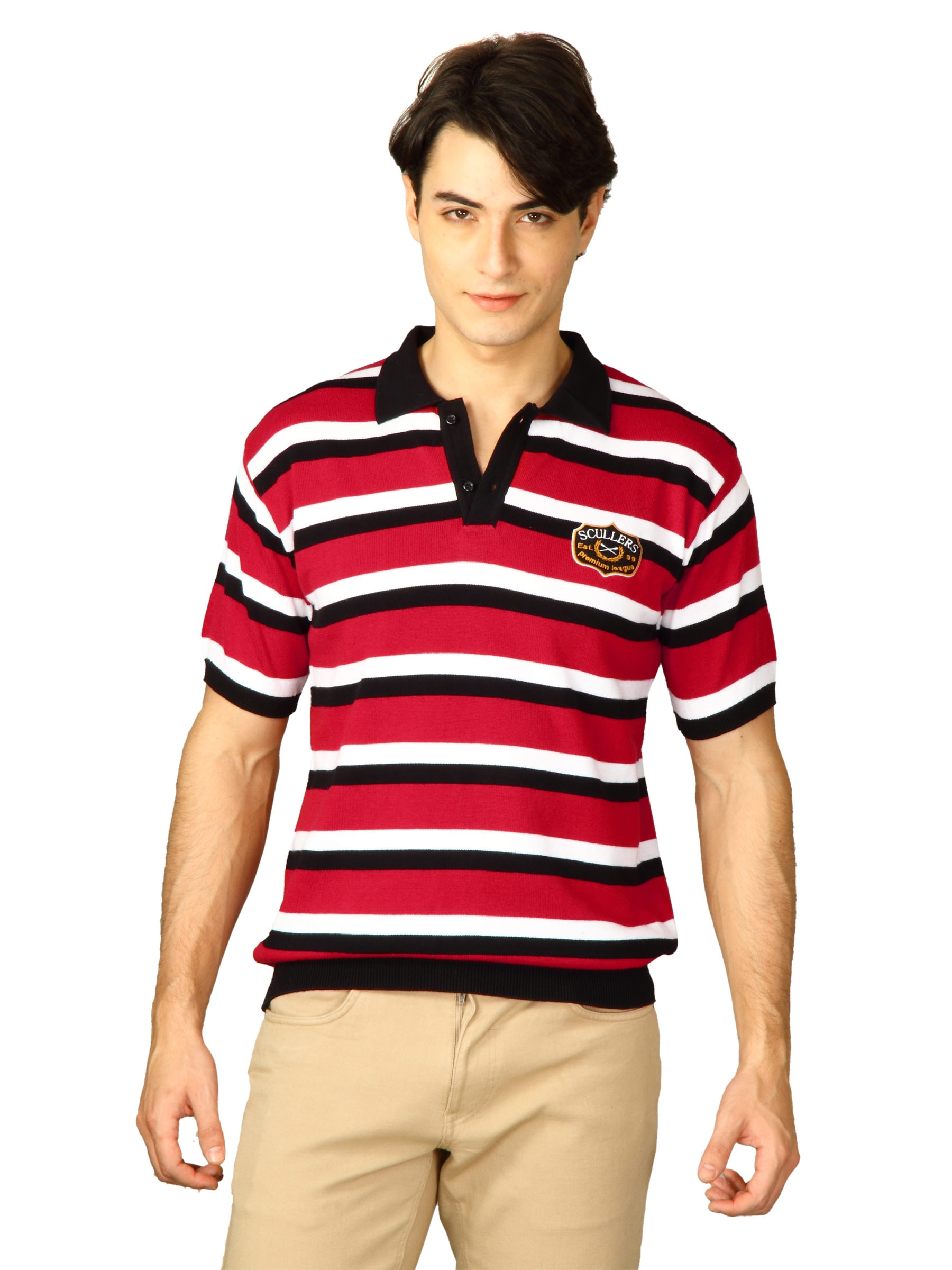 Scullers Men Red Polo T-Shirts