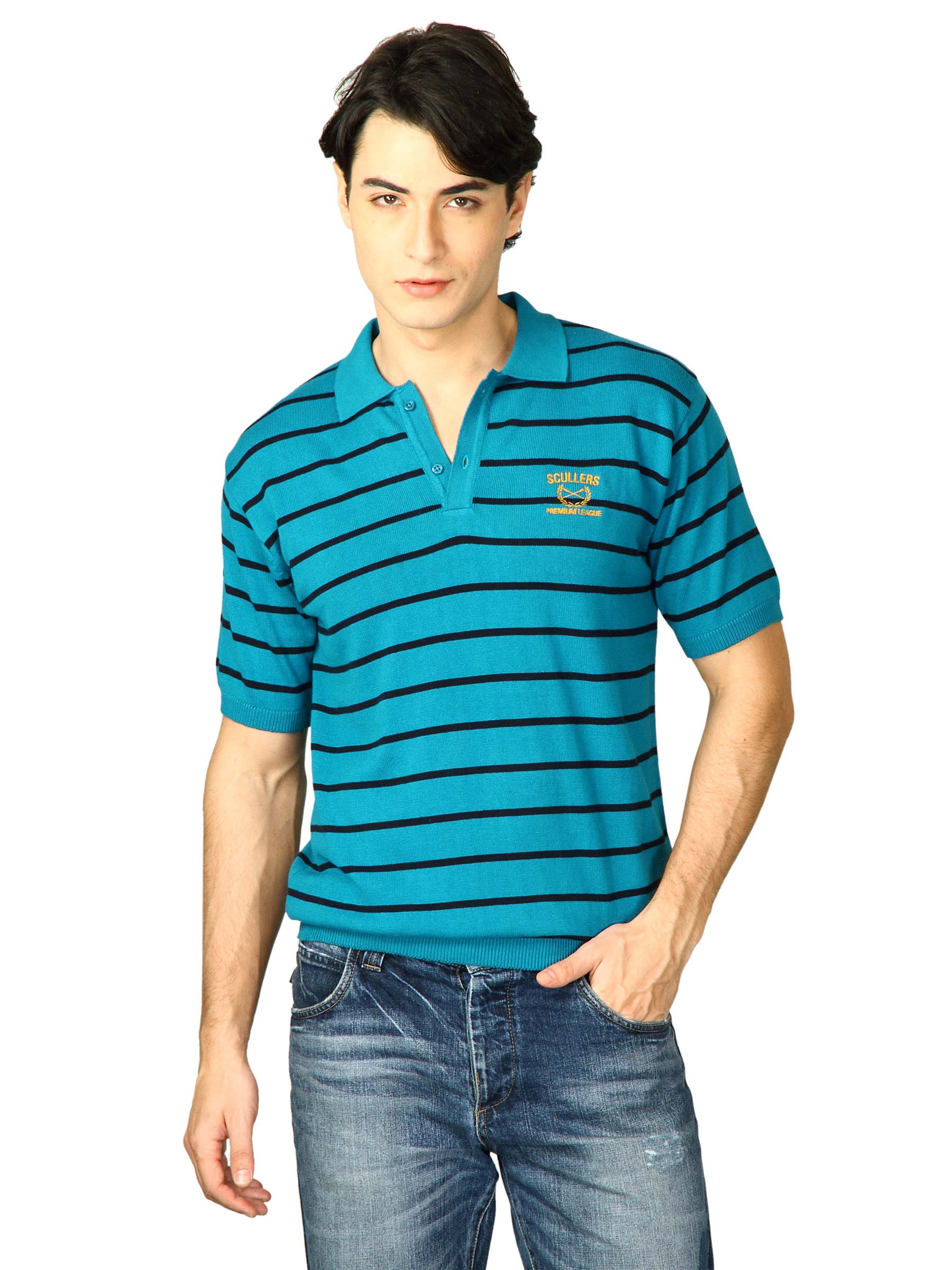 Scullers Men Blue Polo T-Shirts