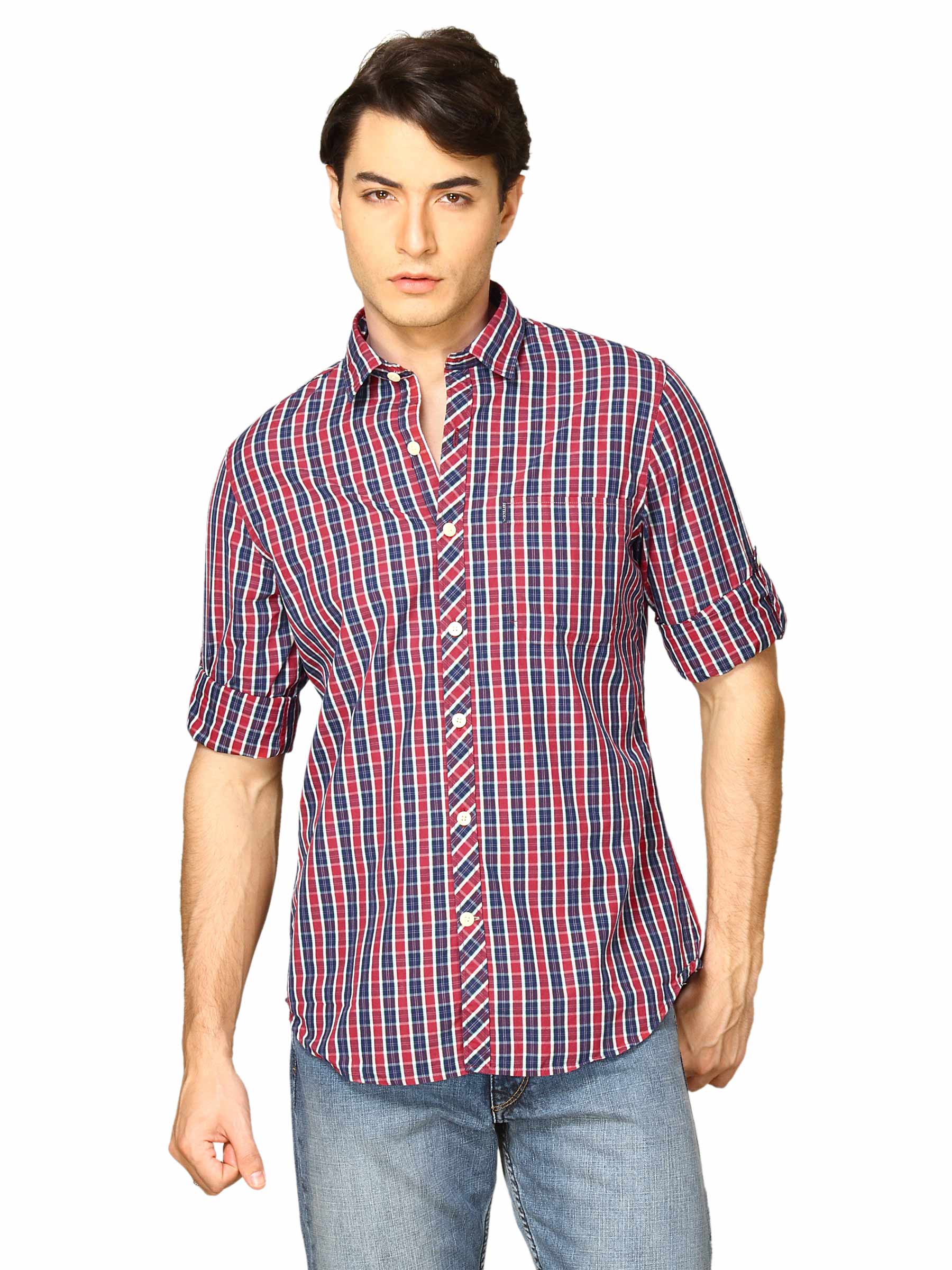 Scullers Men Red & Blue Check Shirt