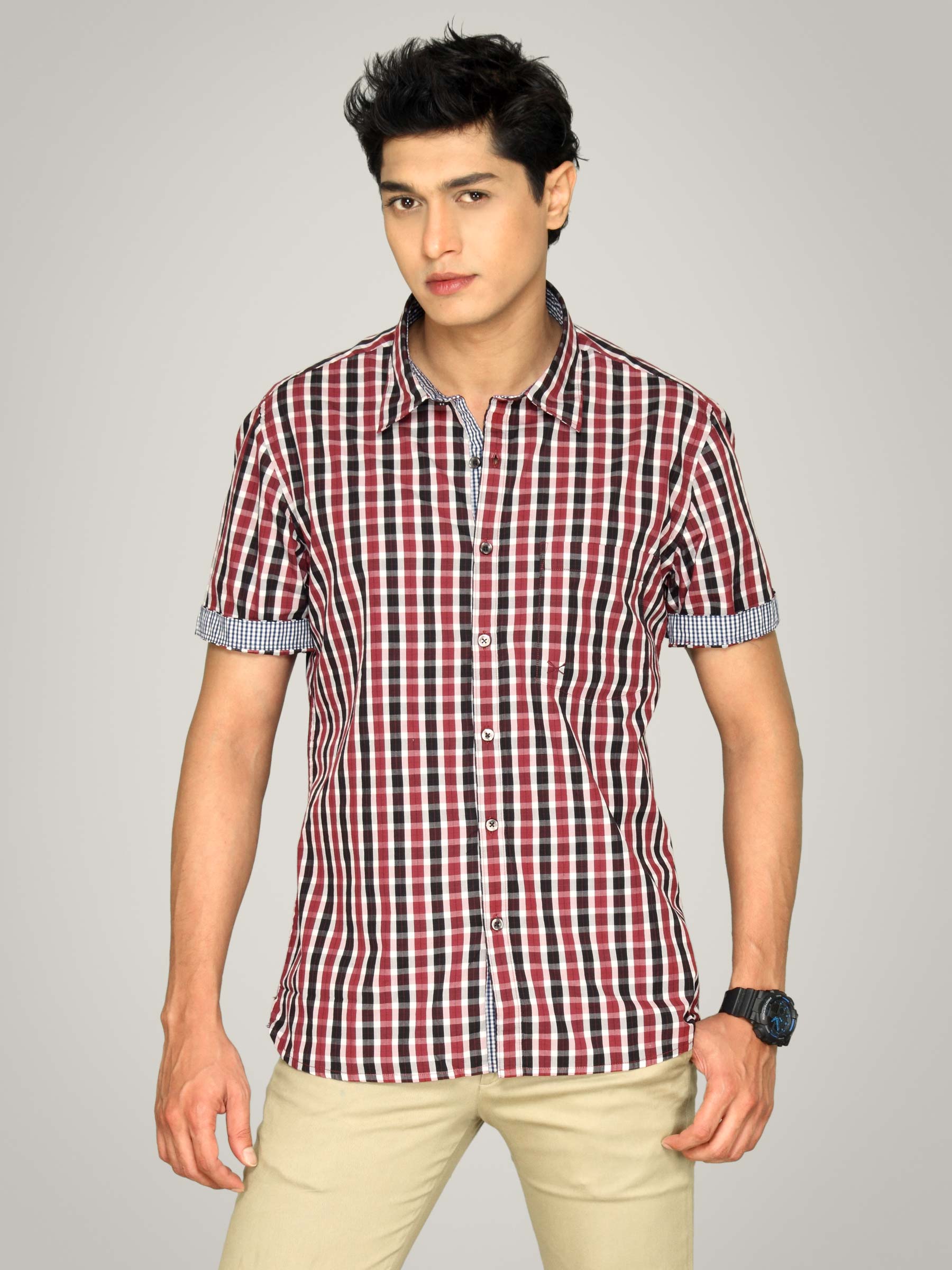 Scullers Men Scul White Gingham Red Shirt