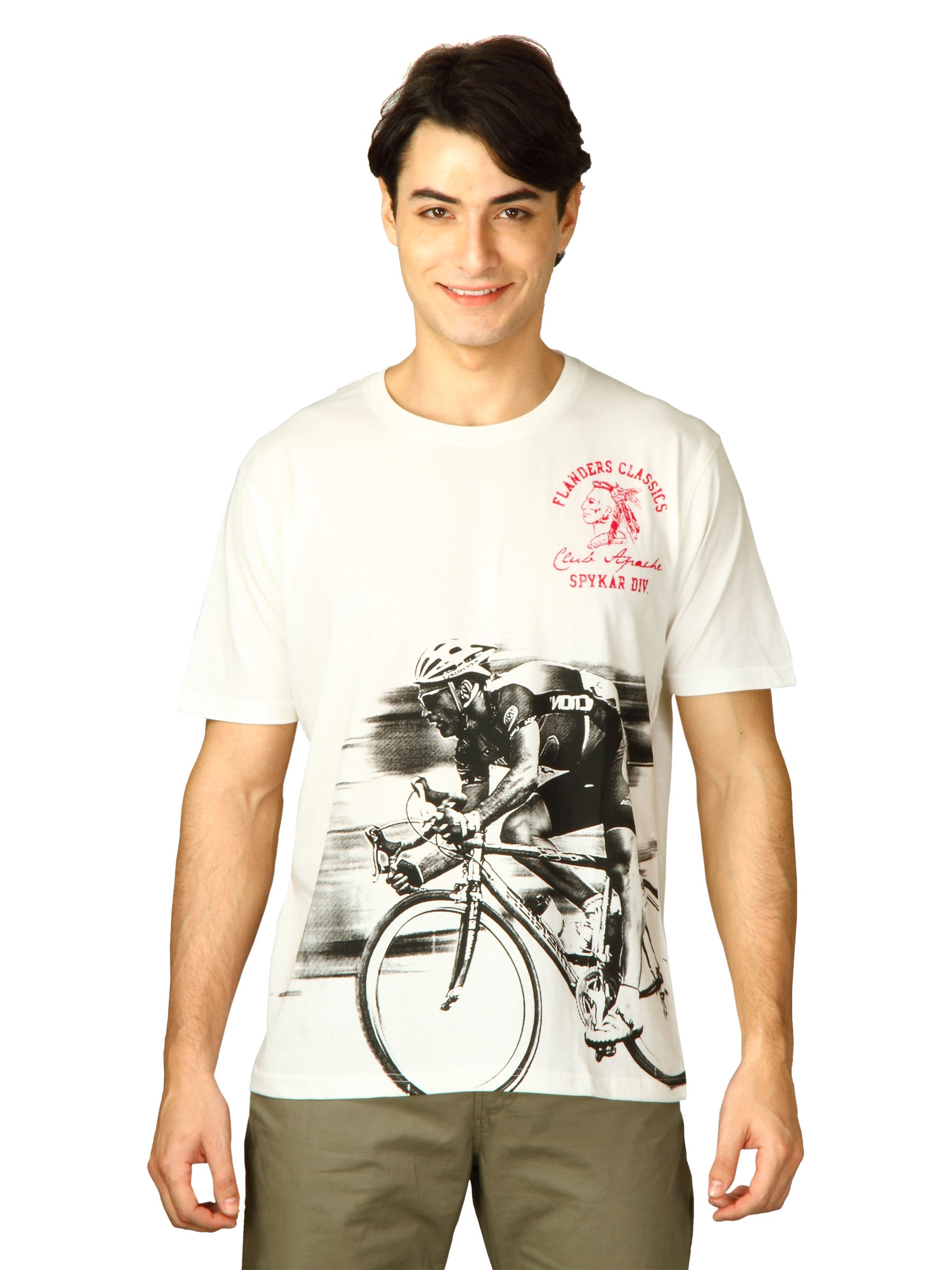 Spykar Men Wind Rider White Cream T-Shirts