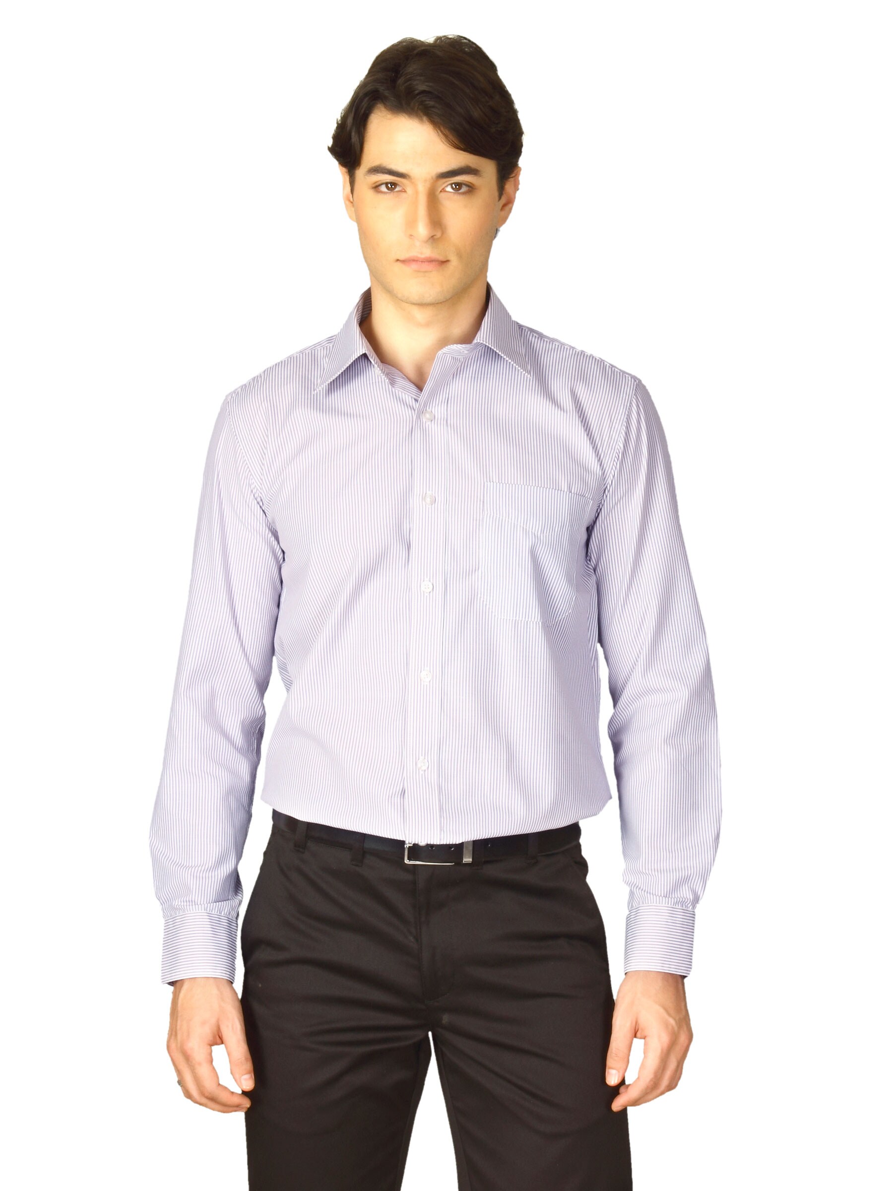 Mark Taylor Men Purple Striped Shirt