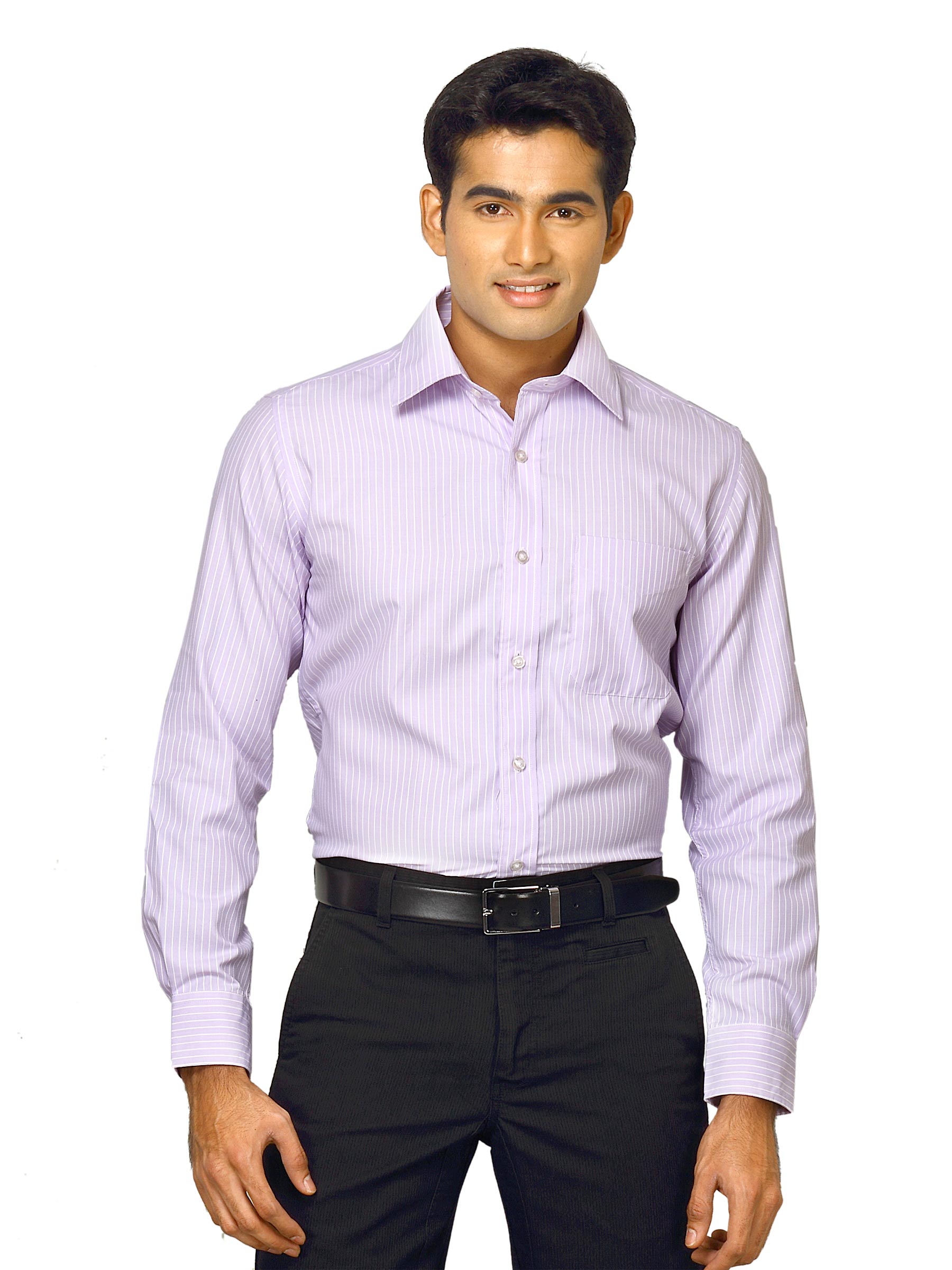 Mark Taylor Men Purple Striped Shirt
