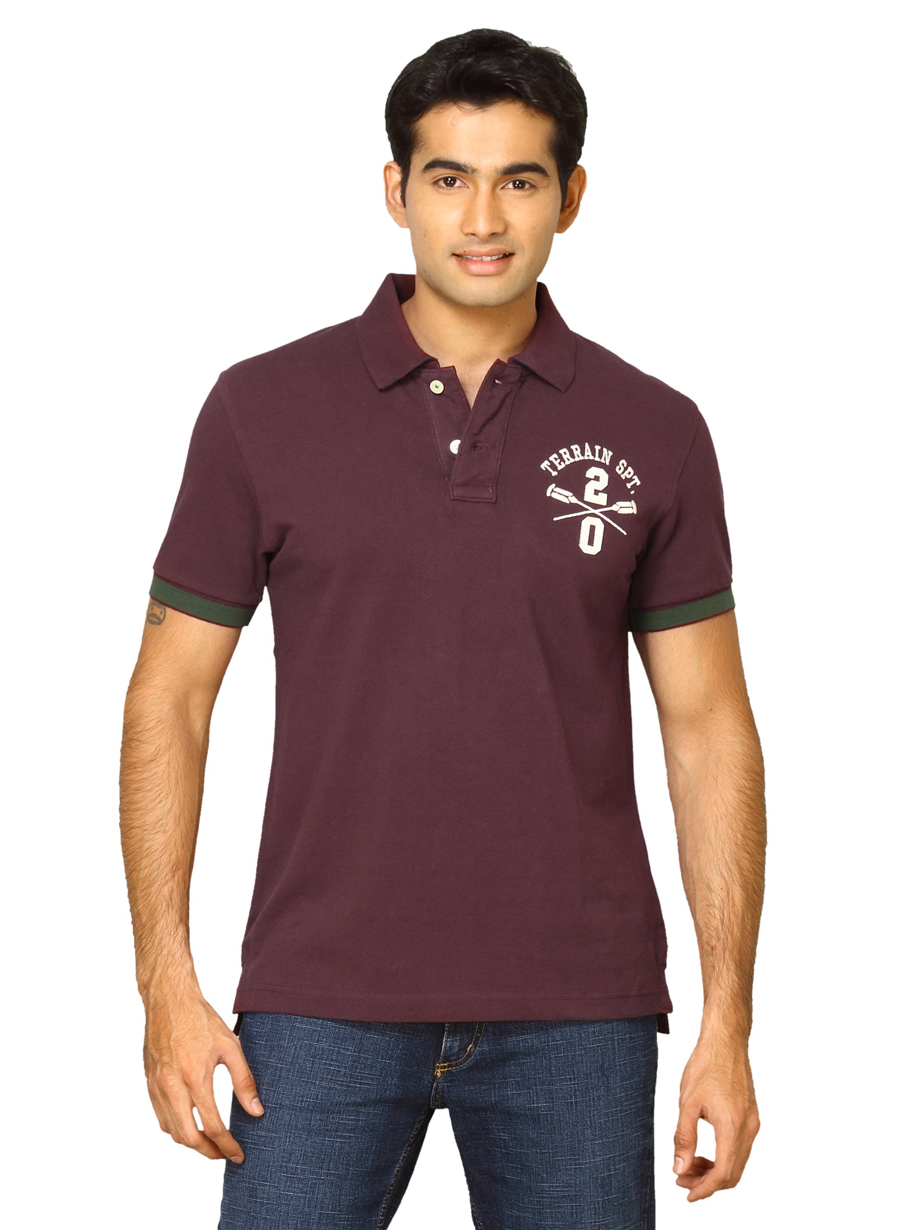 Indian Terrain Men Riley Maroon T-shirt