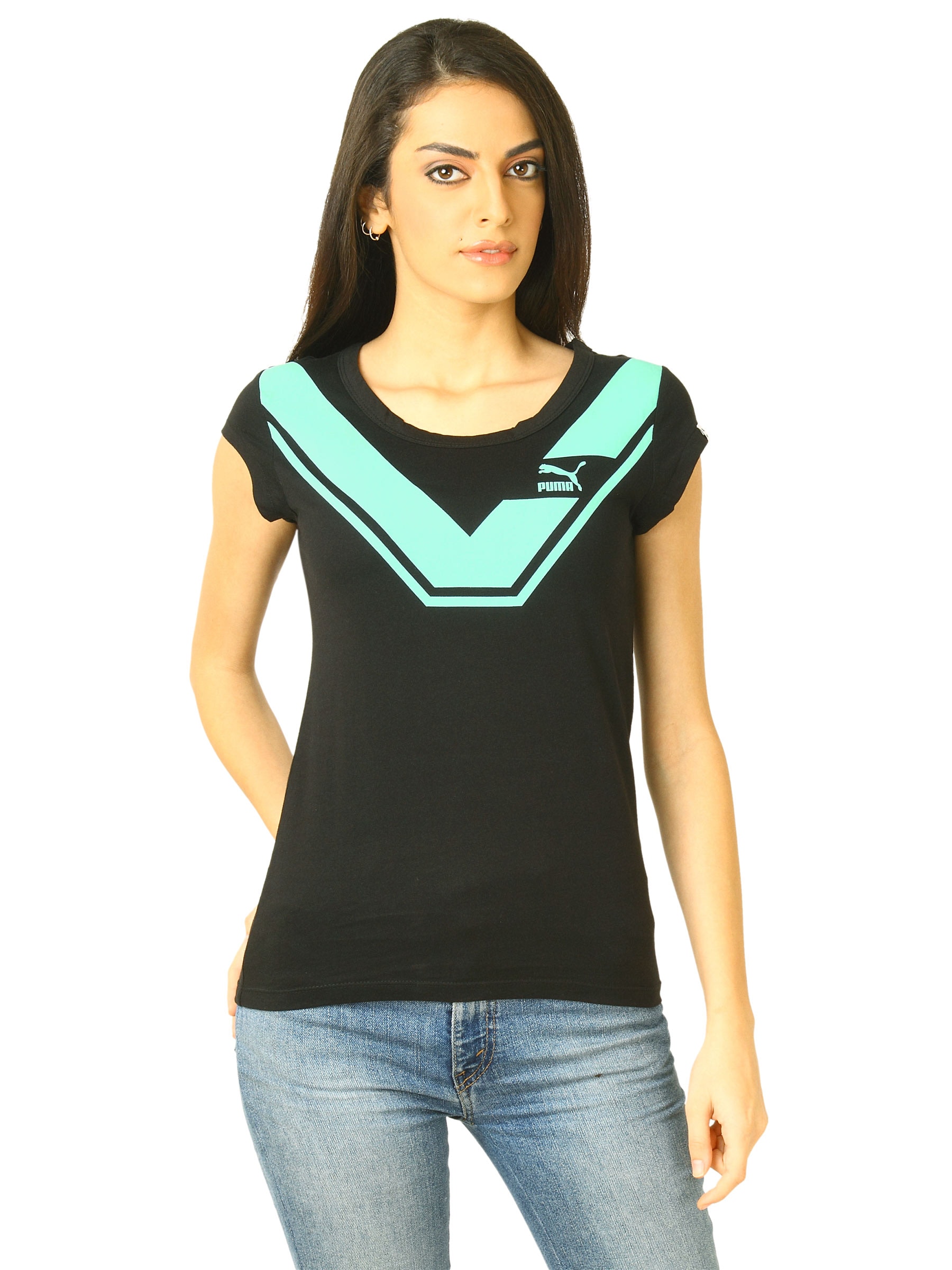 Puma Women Heroes Graphic Black Tops