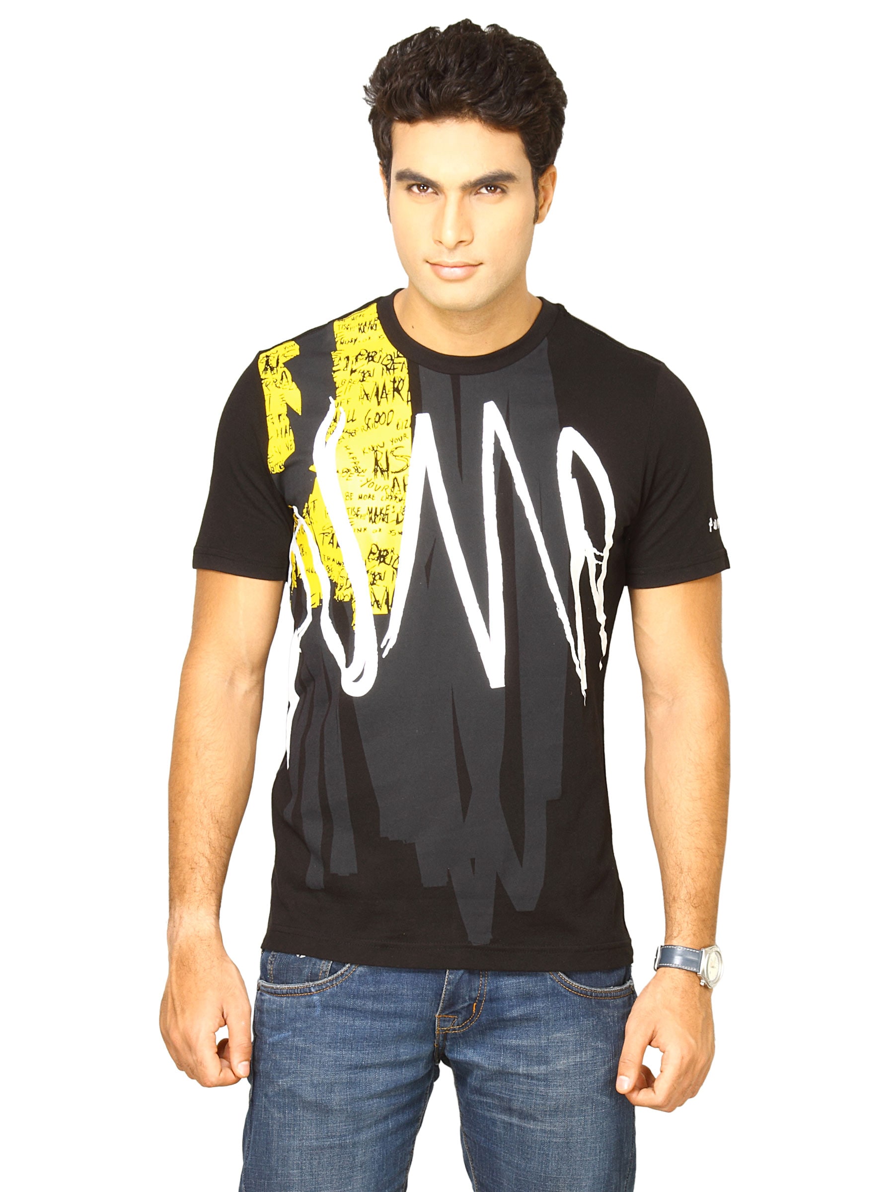 Puma Men Scribble Graphic Black Tshirts