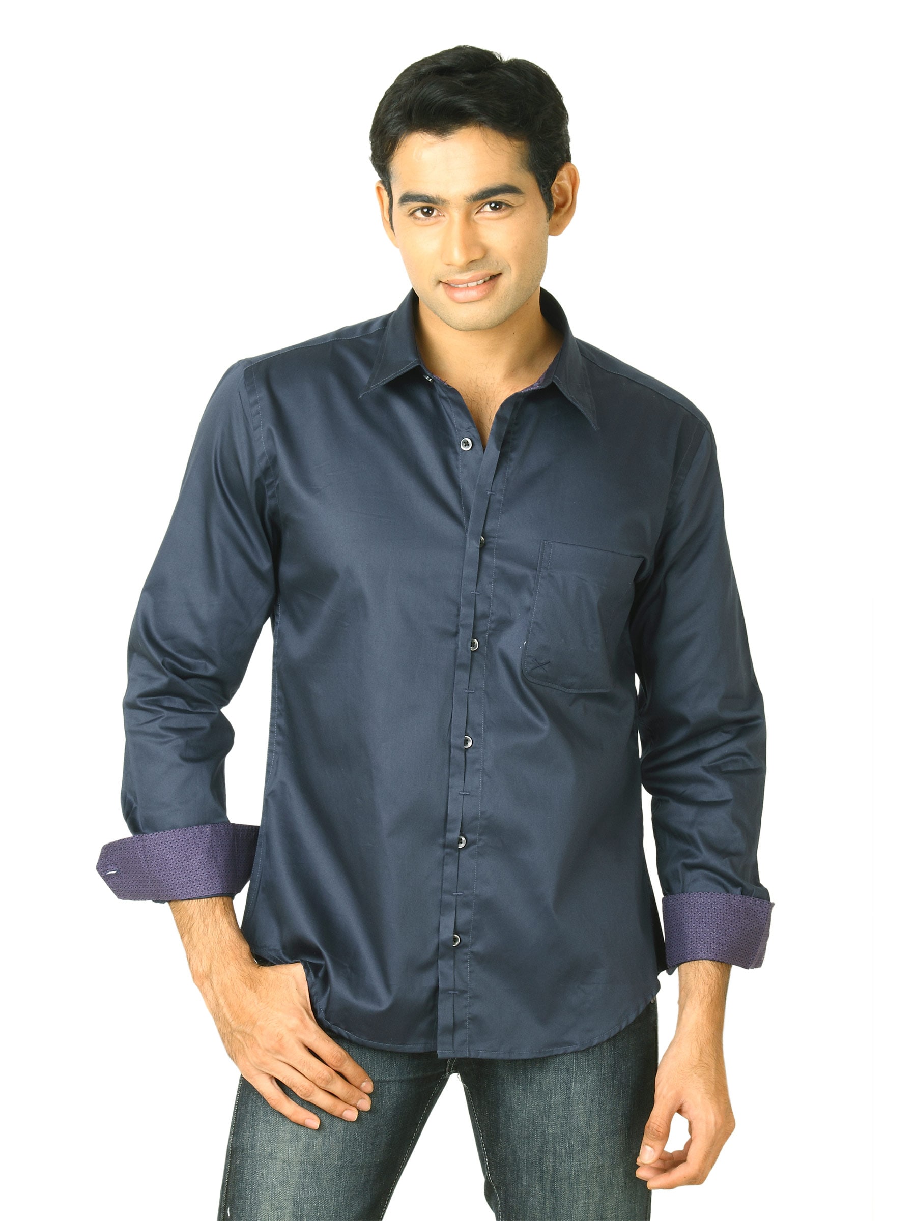 Scullers Men Navy Blue Shirts
