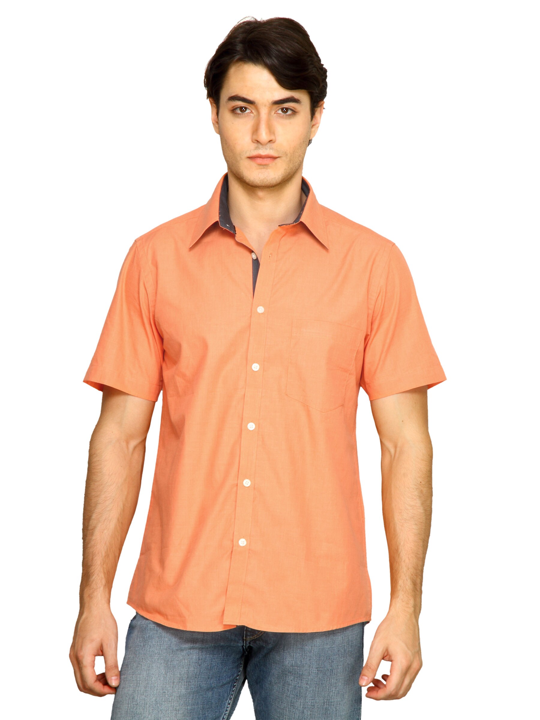 Indigo Nation Men Plain Shirt Orange Shirts