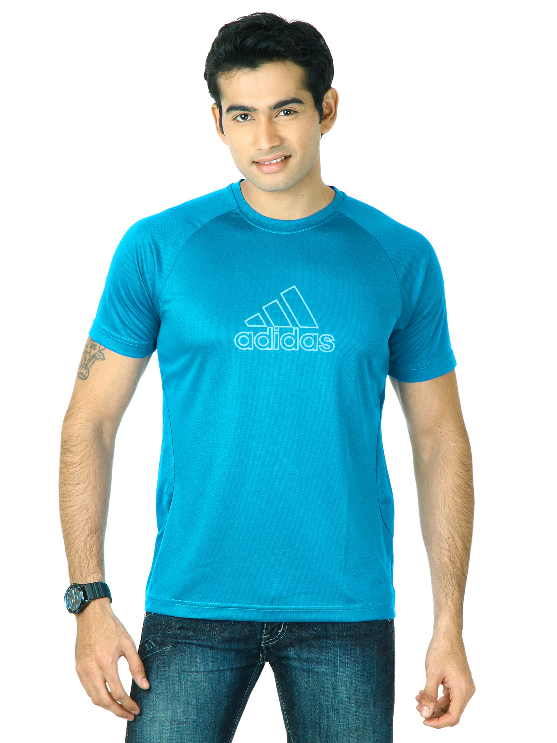 ADIDAS Men Ess F Logo Blue T-Shirts