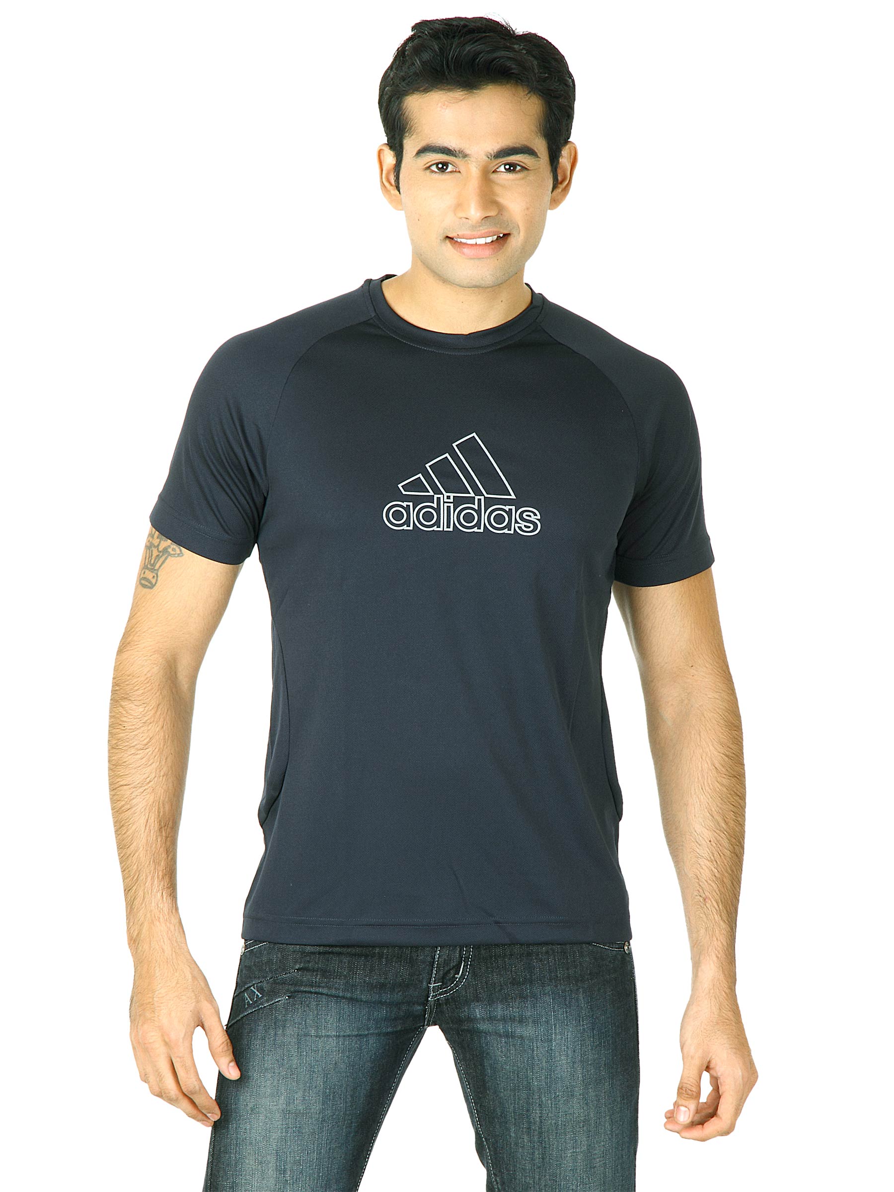 ADIDAS Men Ess F Logo Navy Blue T-Shirts