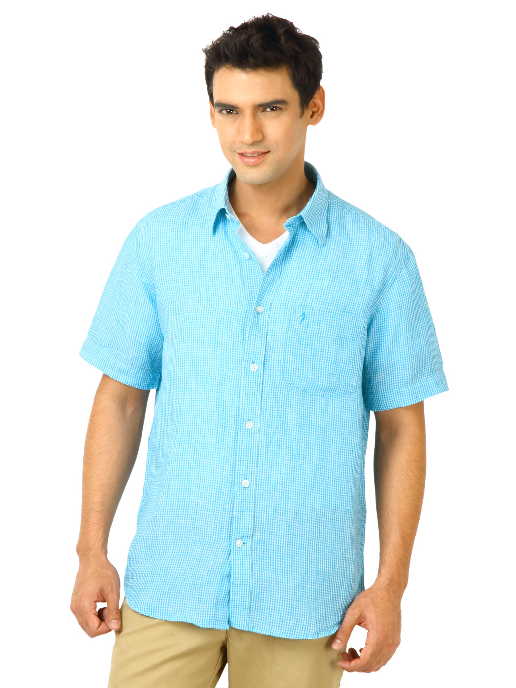 Indian Terrain Men Brett Blue Shirts