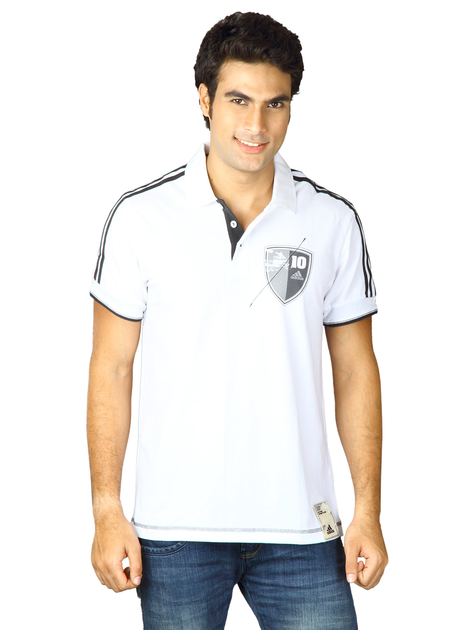 ADIDAS Men  White Polo Tshirts