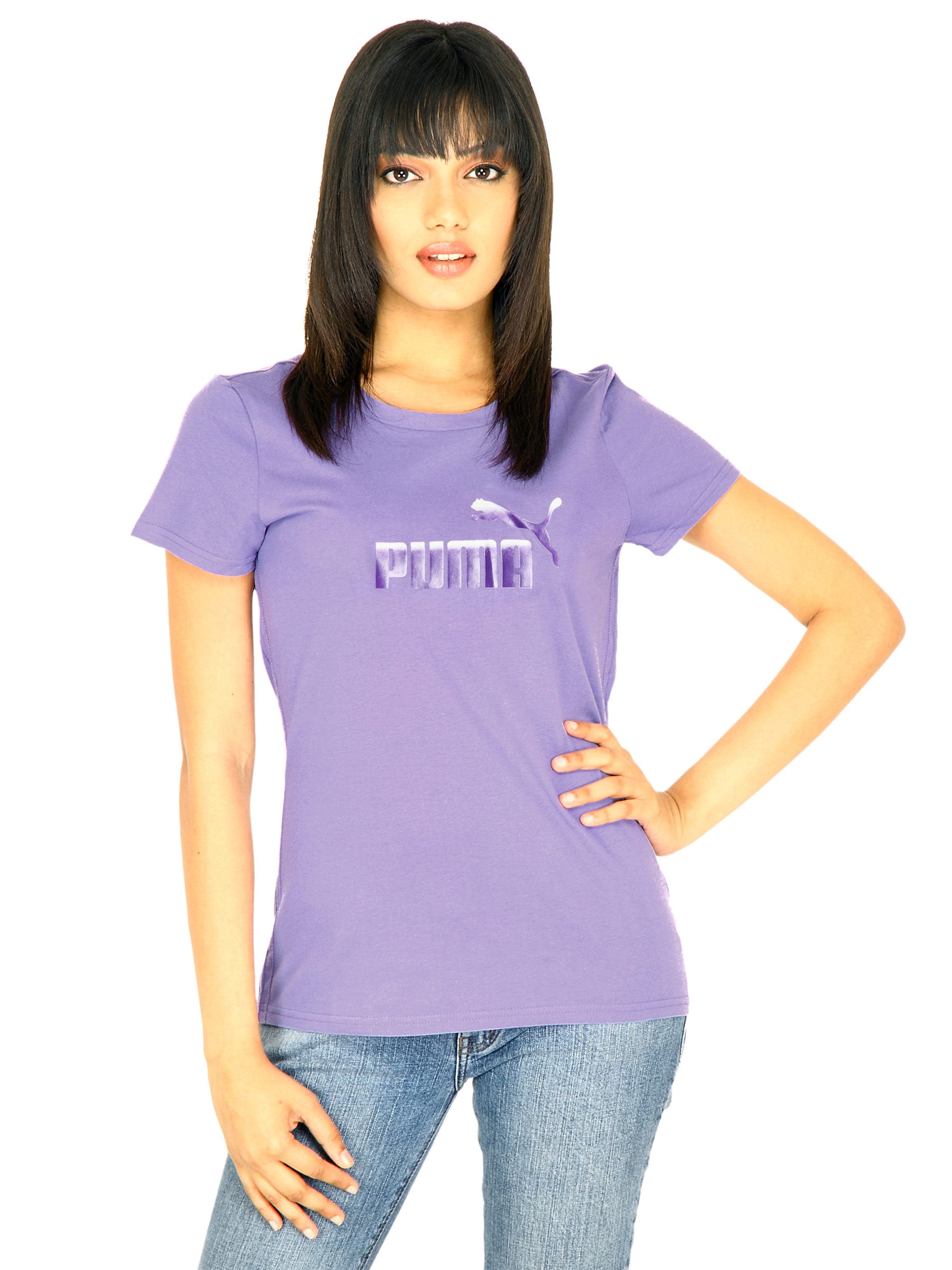 Puma Women Large Logo Purple Tshirts