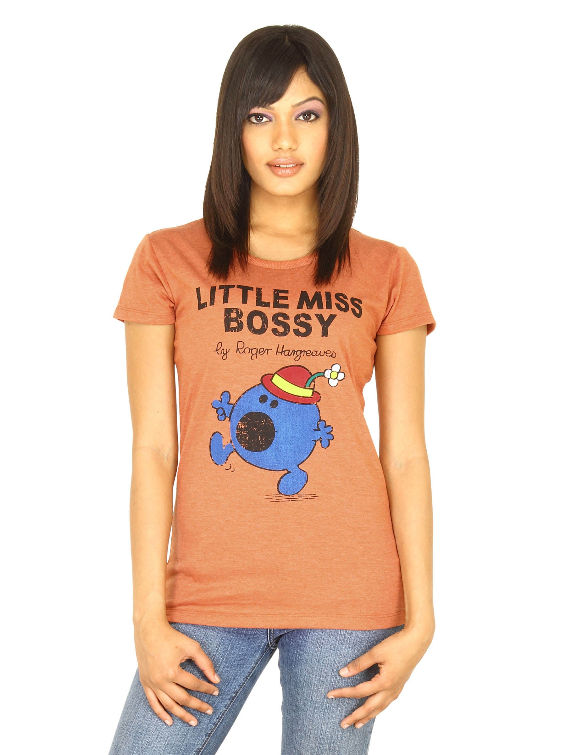 Little Miss Women Printed Orange T-shirt