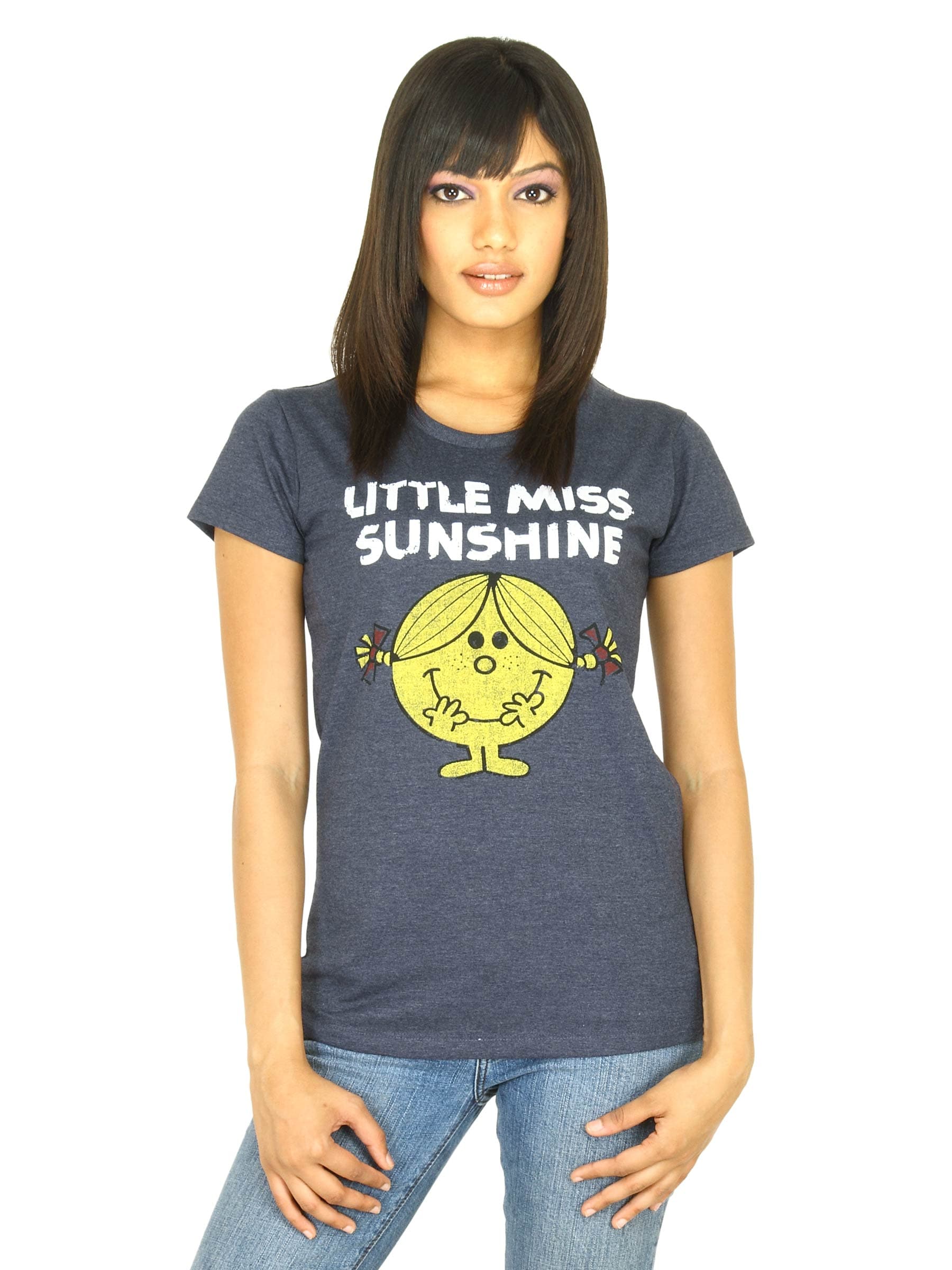 Little Miss Women Printed Dark Grey T-shirt