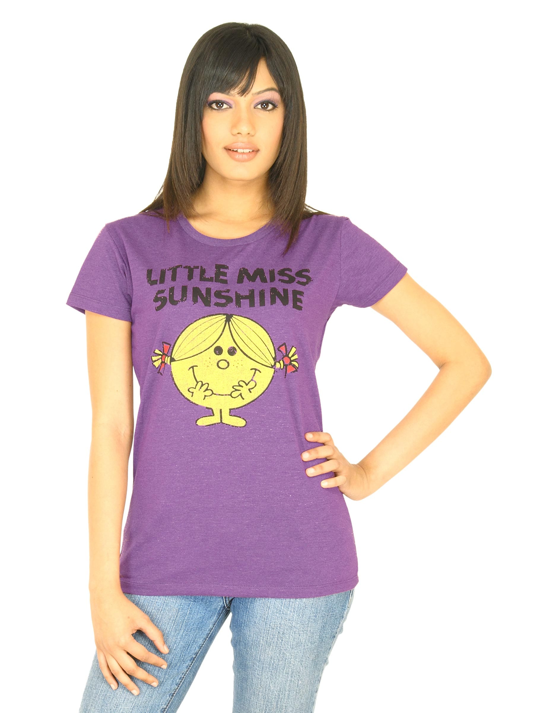 Little Miss Women Printed Purple T-shirt