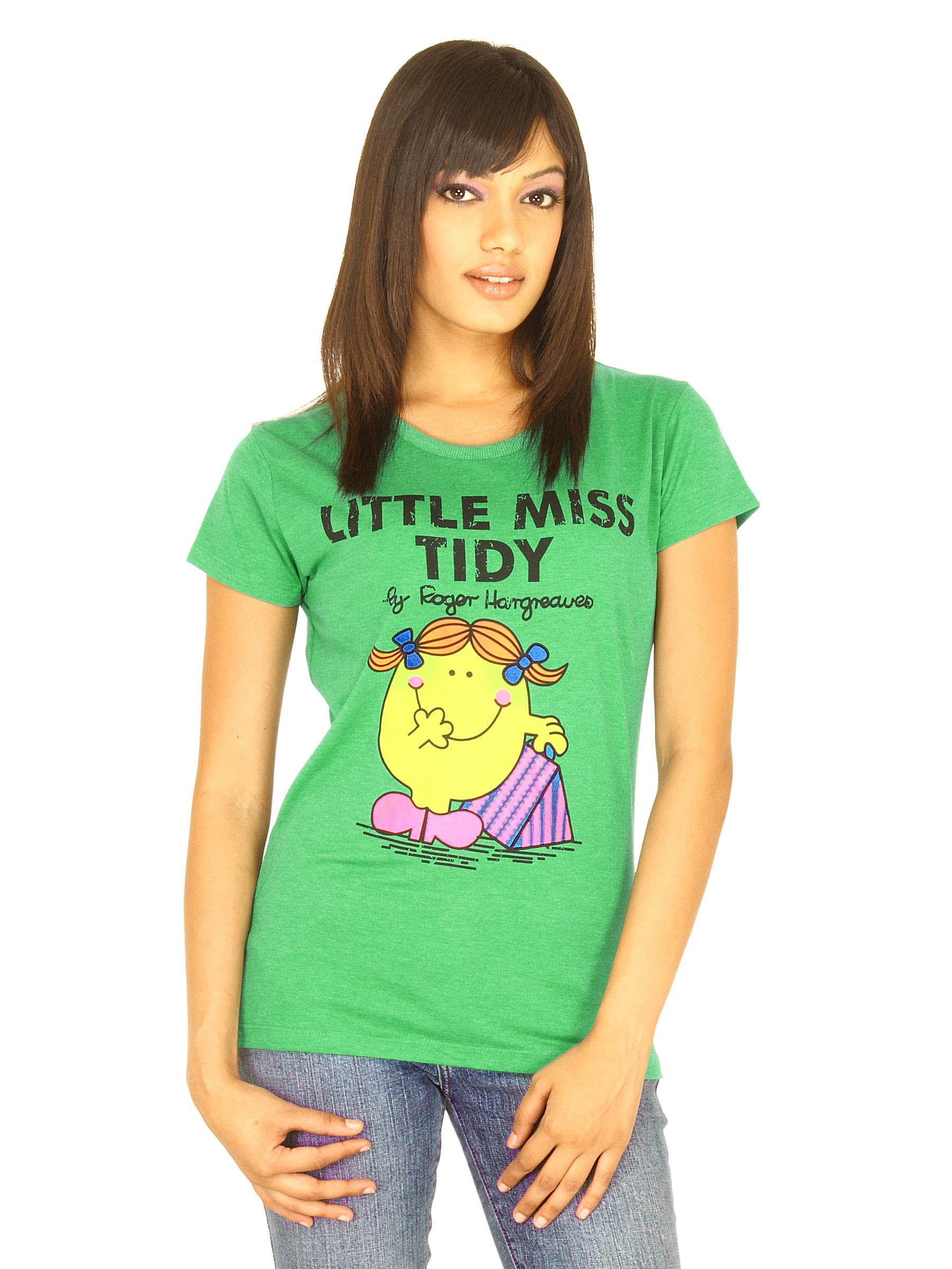 Little Miss Women Printed Green T-shirt