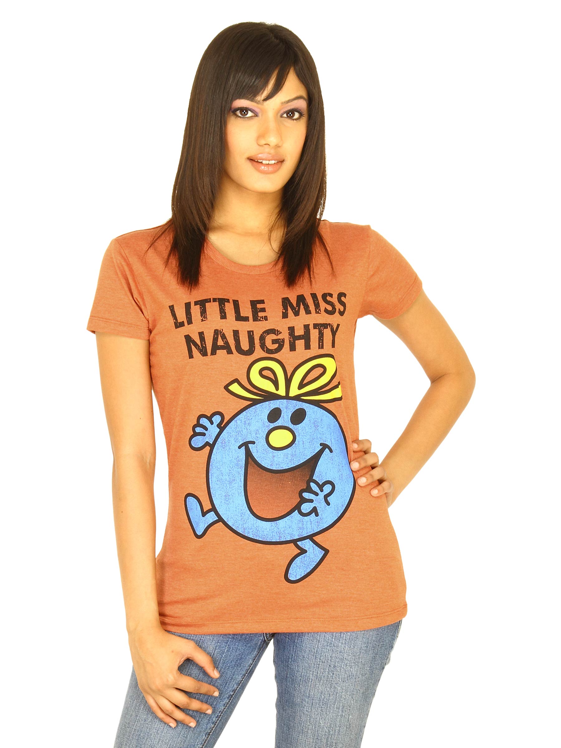 Little Miss Women Printed Rust T-shirt