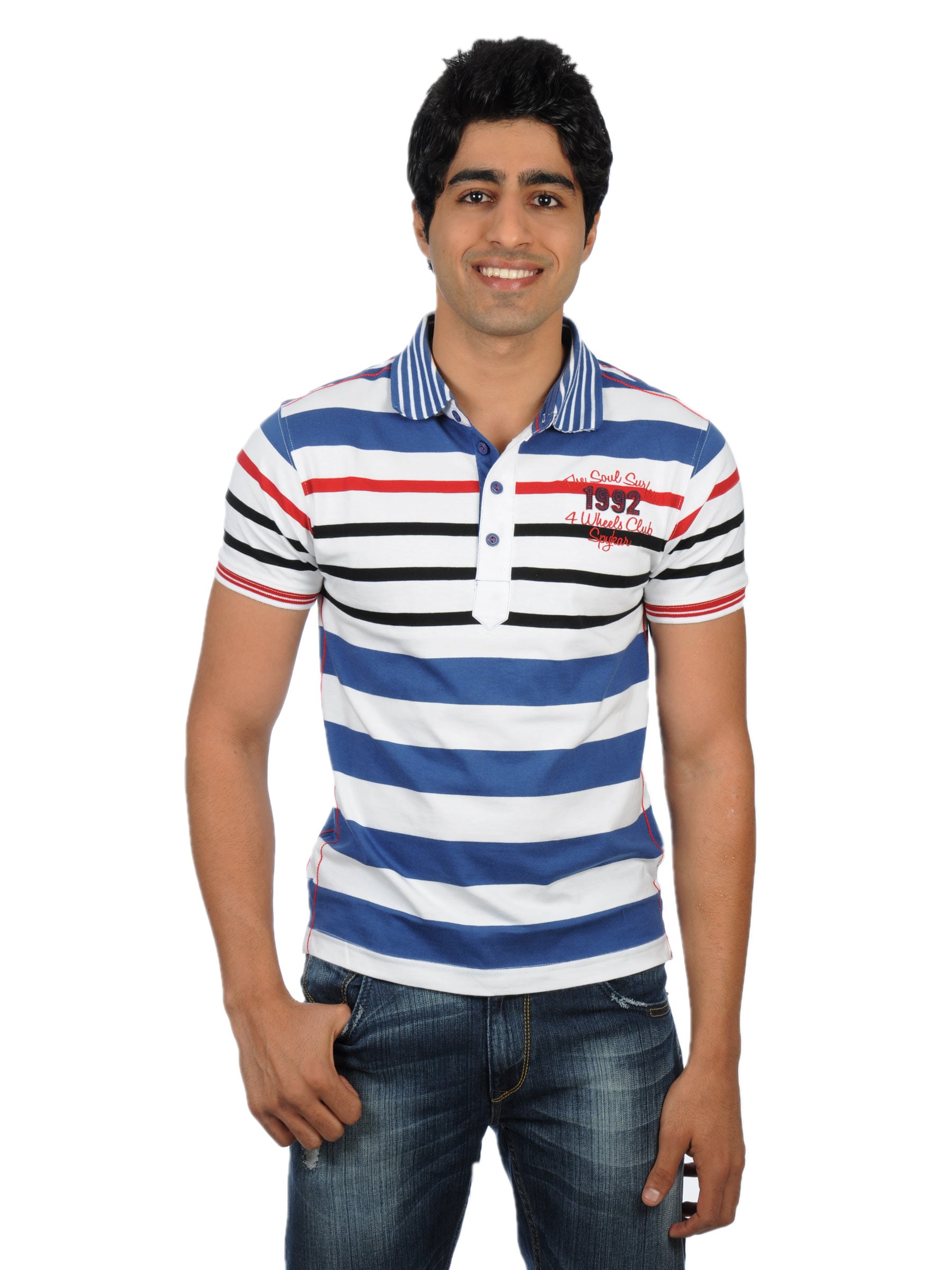 Spykar Men White Polo T-Shirts