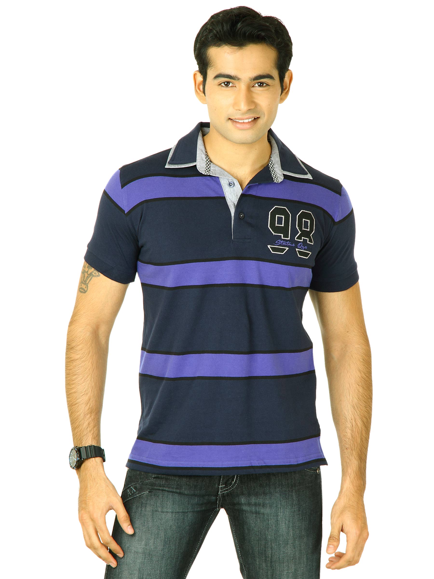 Status Quo Men Navy Blue Polo Tshirts