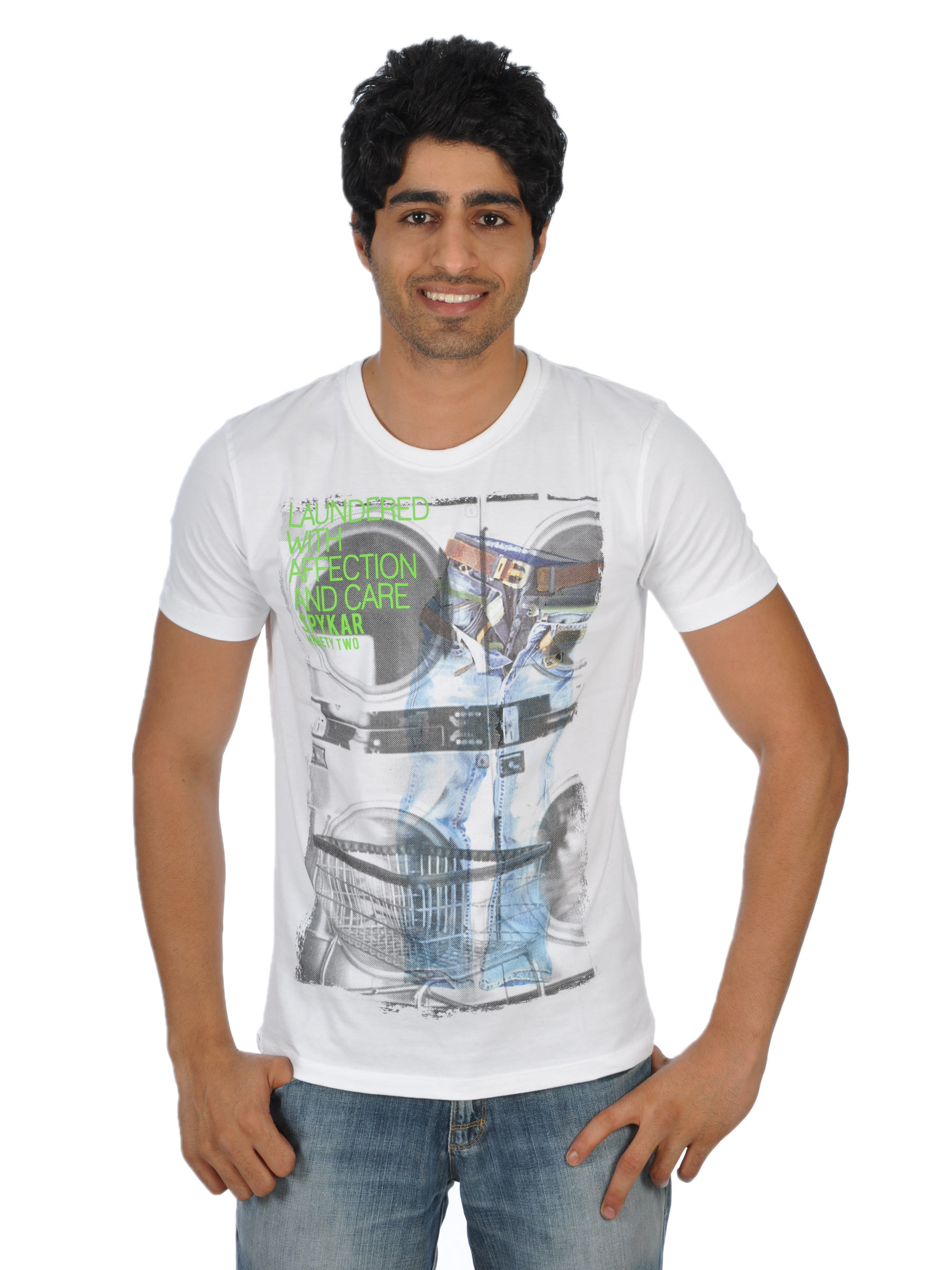 Spykar Men Laundered With Affection And Care White T-Shirts