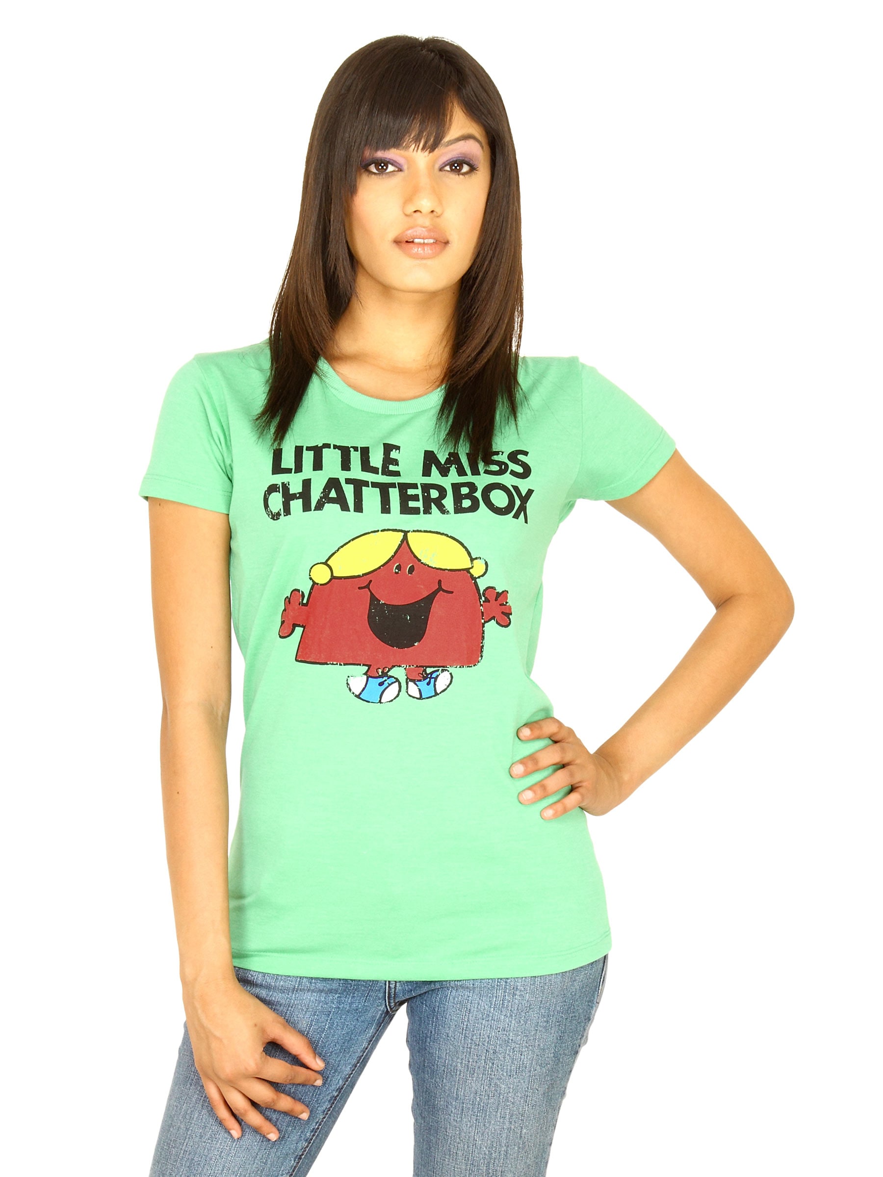Little Miss Women Printed Light Green T-shirt