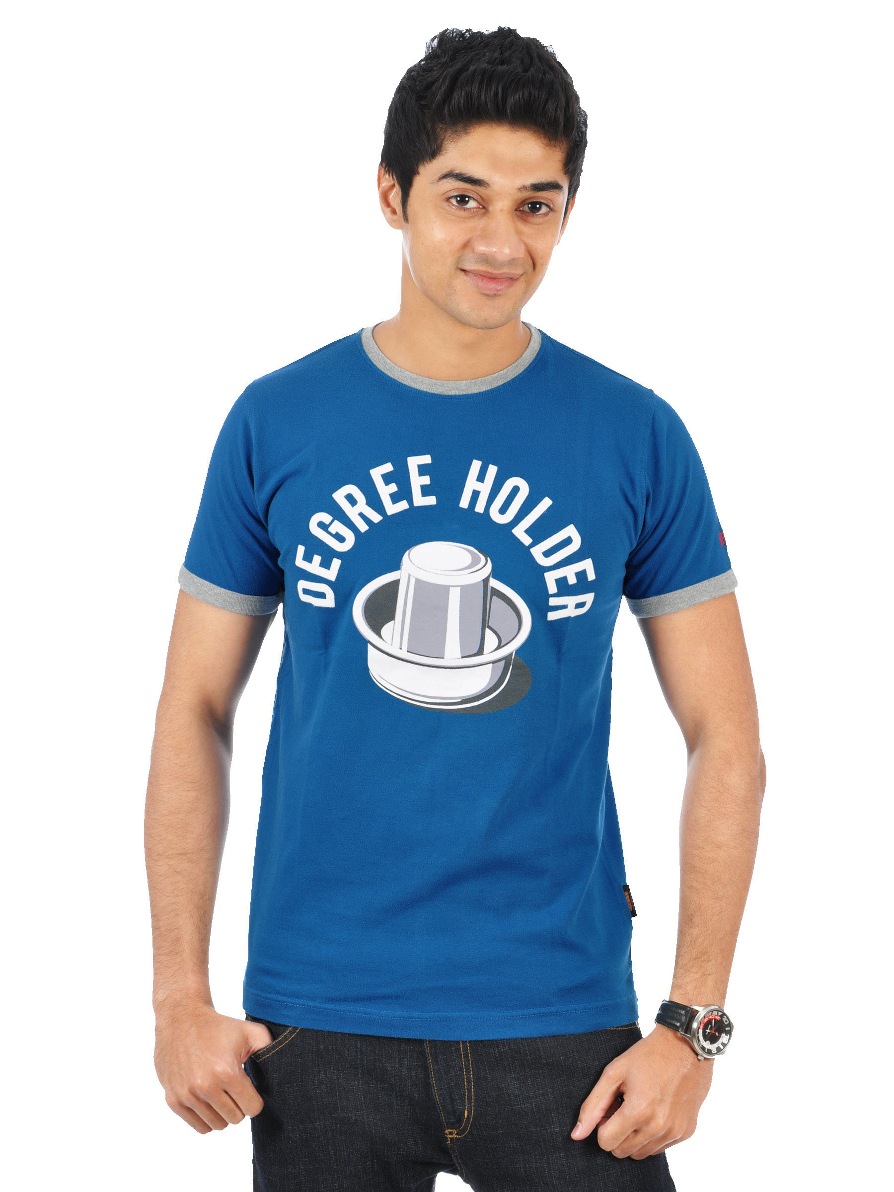 Basics Men Blue T-shirt