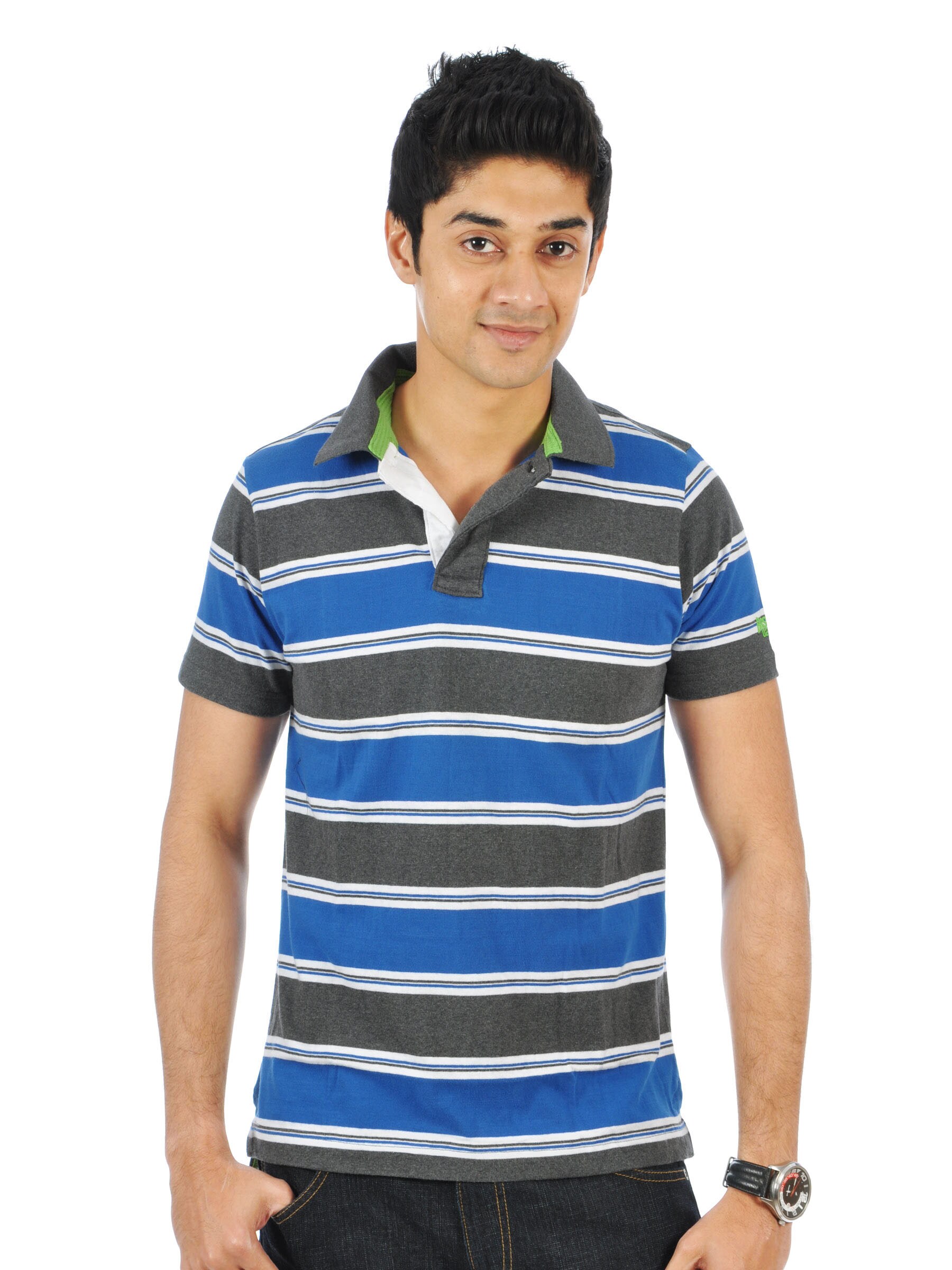 Basics Men Grey Polo T-shirt